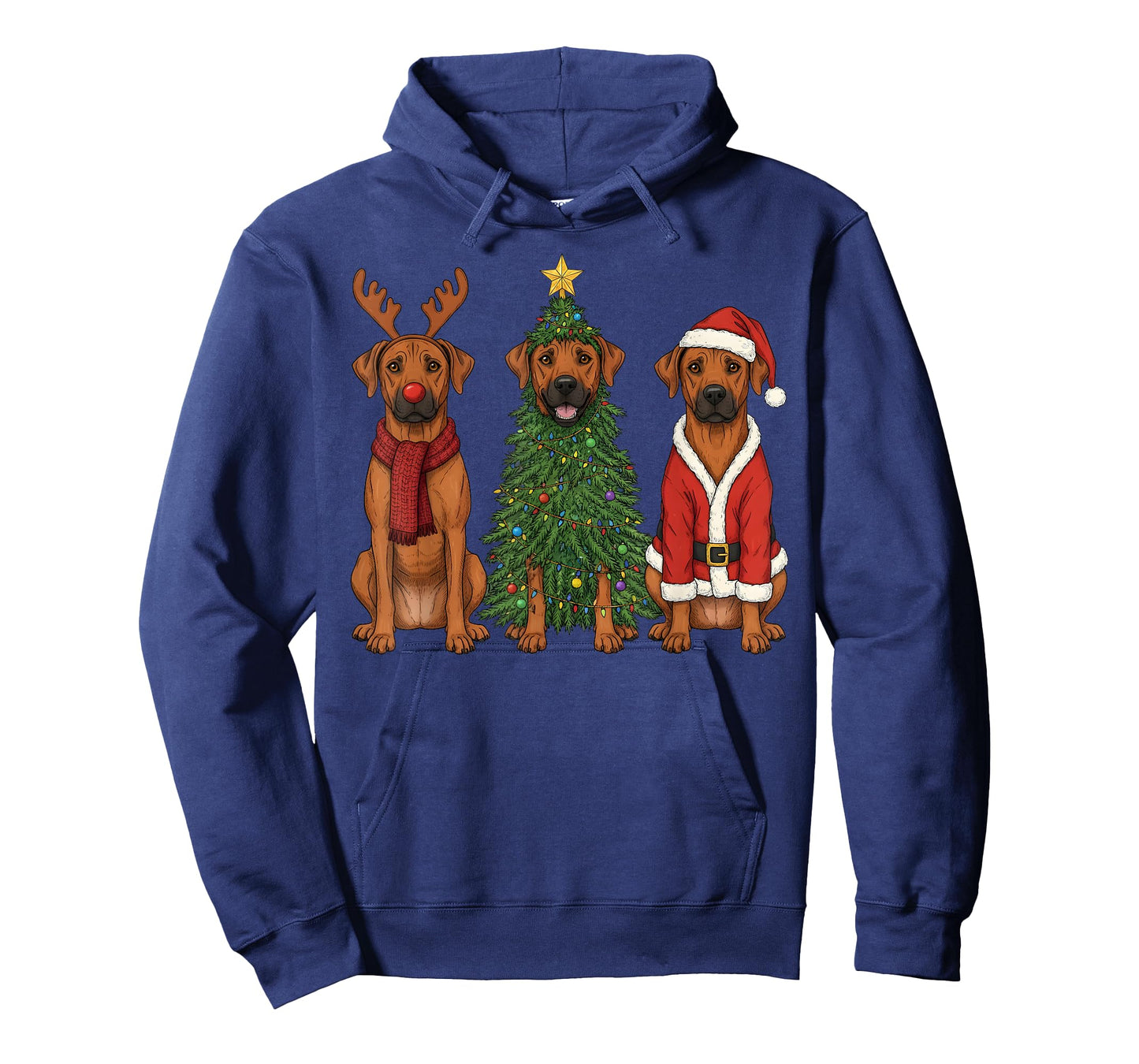 Retro Christmas Rhodesian Ridgeback Santa Reindeer Dog Lover T-Shirt