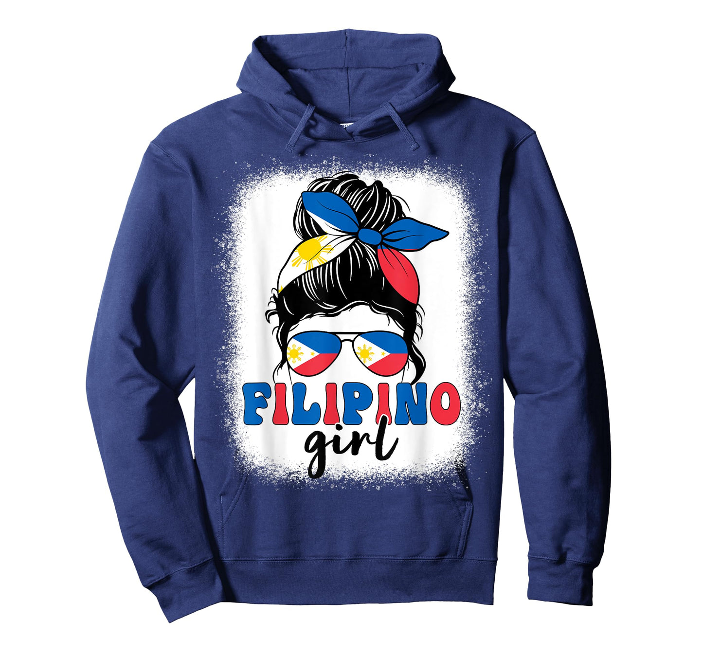 Filipino Girl Messy Bun Philippines Flag Patriotic Women Kid T-Shirt