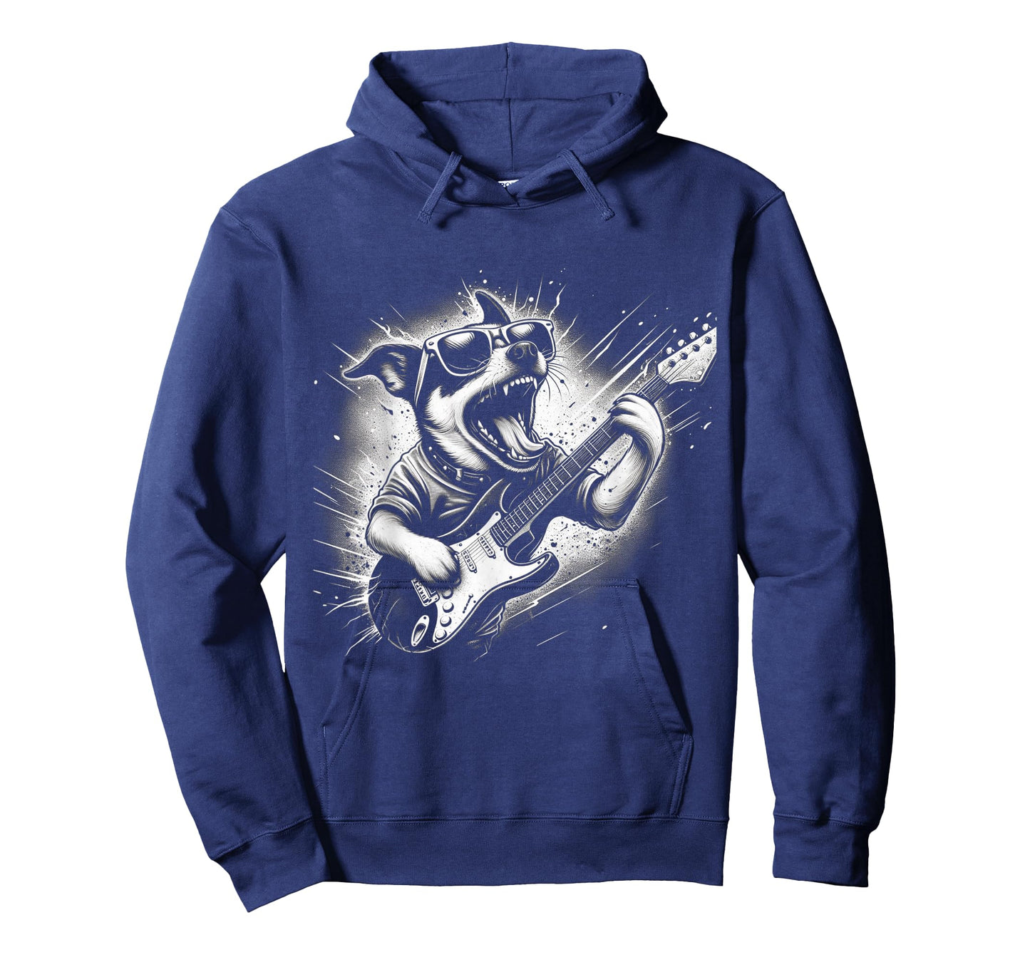 Rock n Roll Dog Cool Dog with Guitar Rock Star Dog Art T-Shirt