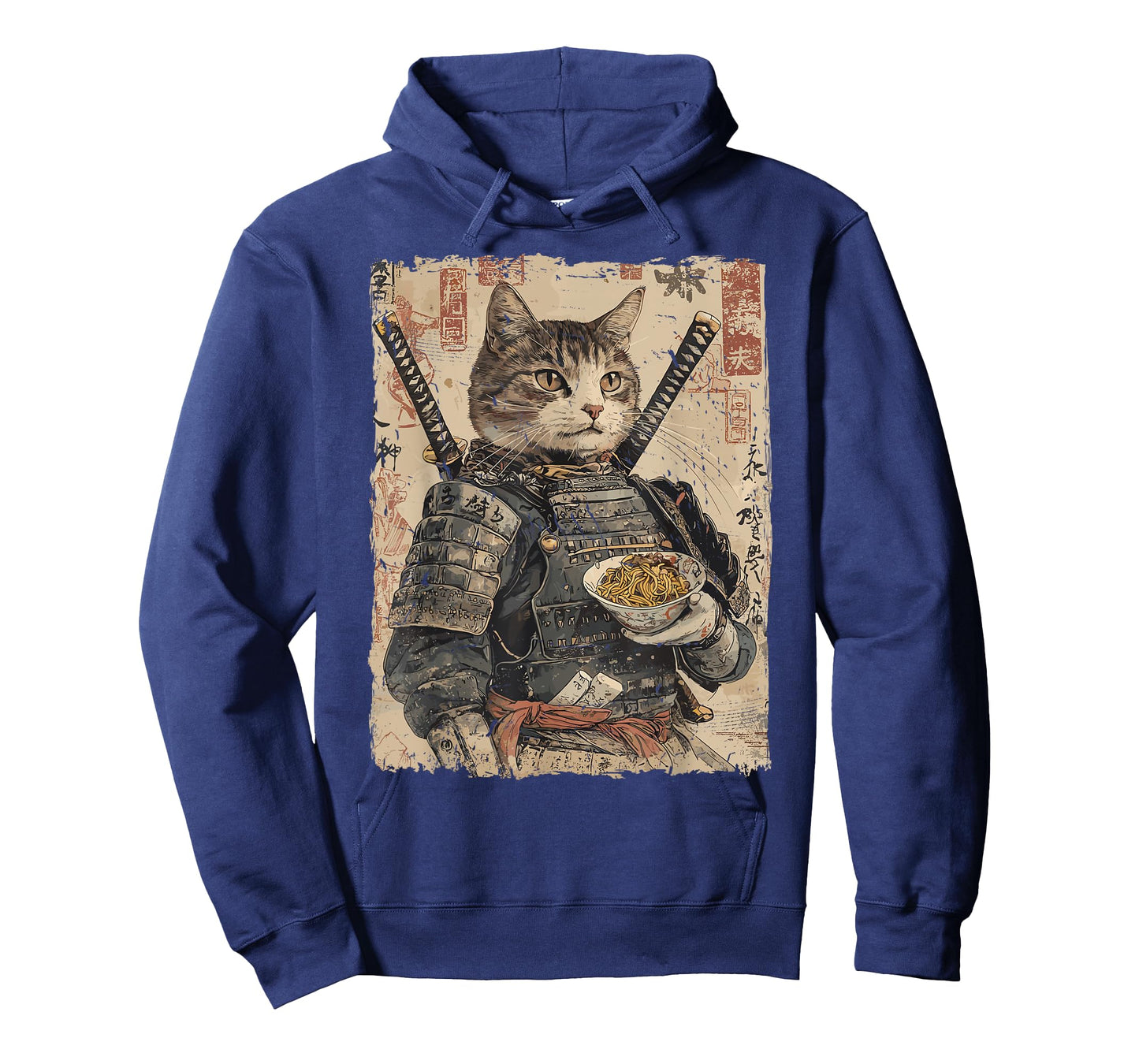 Samurai Cat Loves Ramen Funny Anime Japanese Artwork Samurai T-Shirt