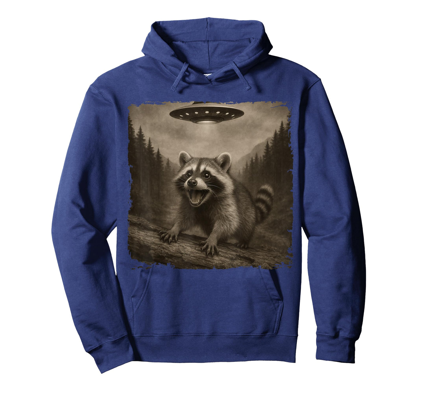 Funny Raccoon Evades Alien UFO Animal Meme Men Women Kids T-Shirt