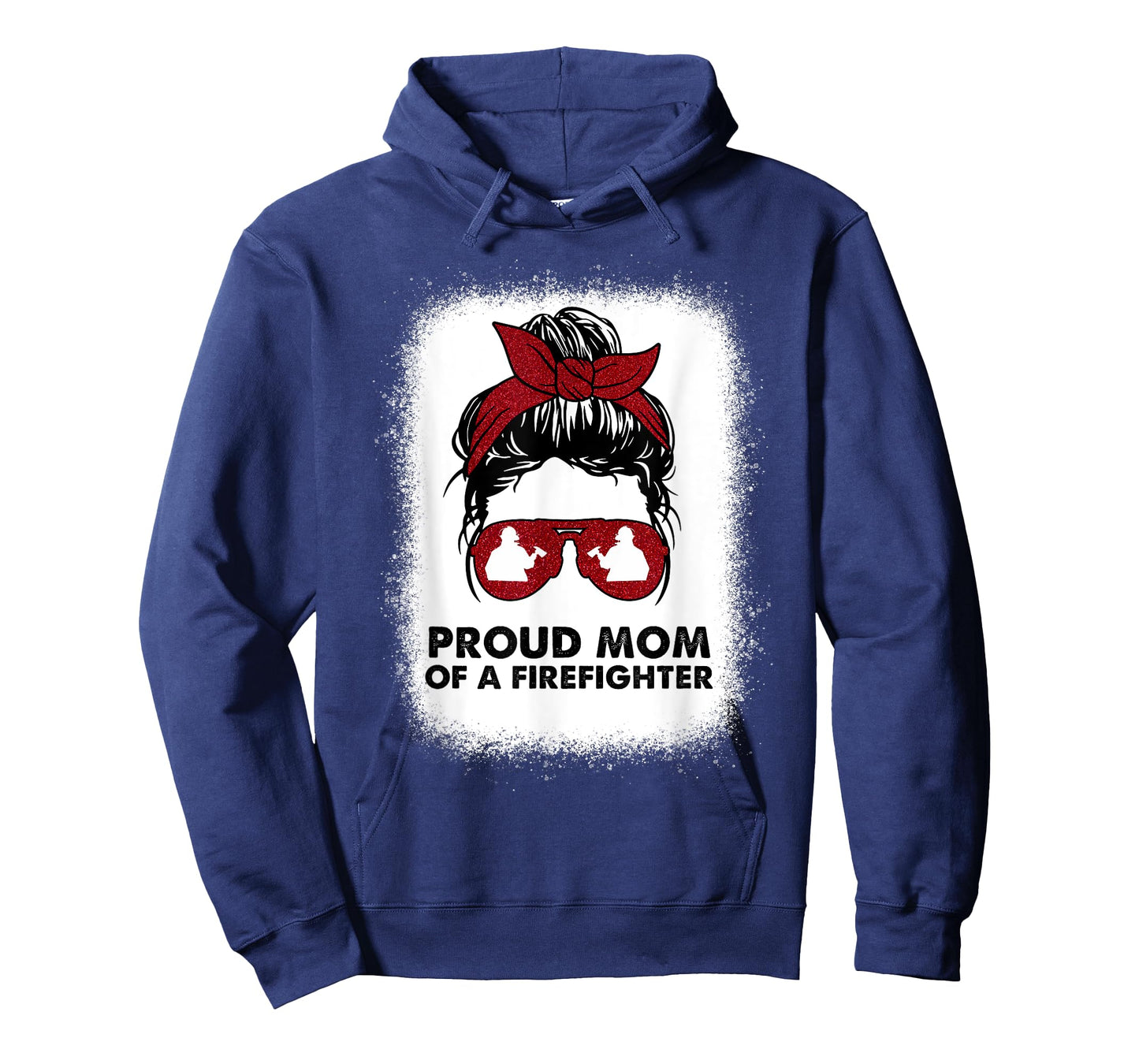 Proud Mom of a Firefighter Bleached Messy Bun Us Fireman Son T-Shirt