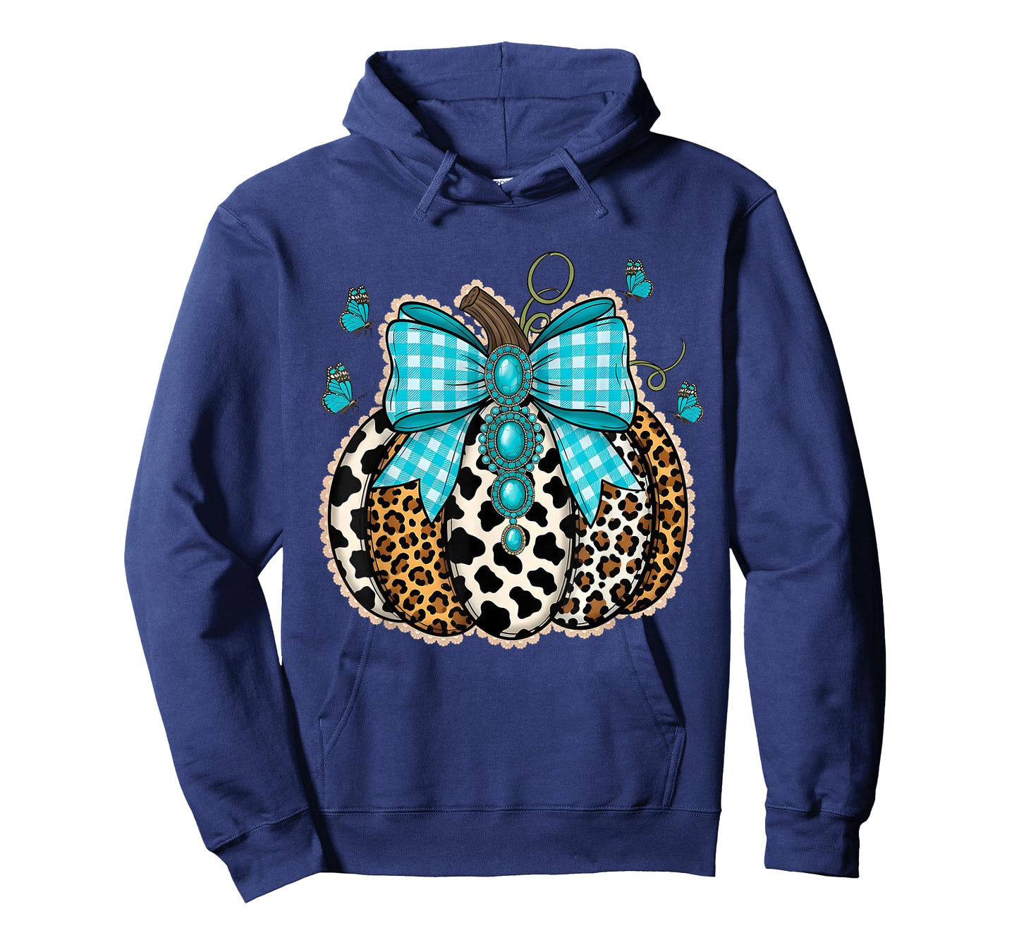 Leopard Turquoise Lace Pumpkin Fall Thanksgiving Halloween T-Shirt
