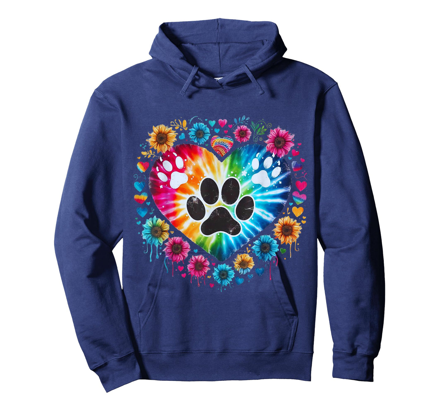 Tie Dye Love Dog Paw Print Heart Animal Lover Men Women T-Shirt