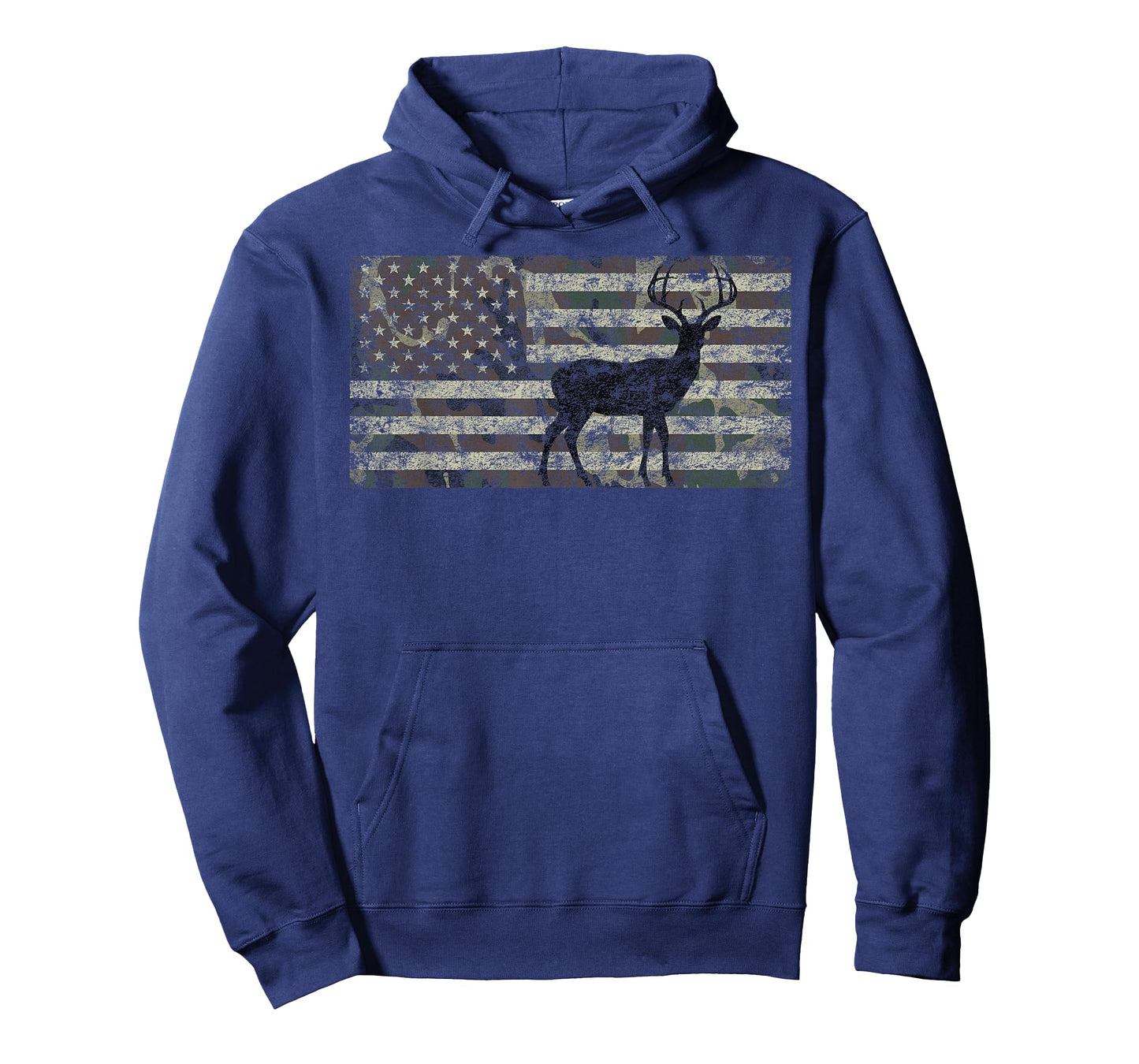 Deer Hunting Camo American Flag Buck Standing Hunter Country T-Shirt