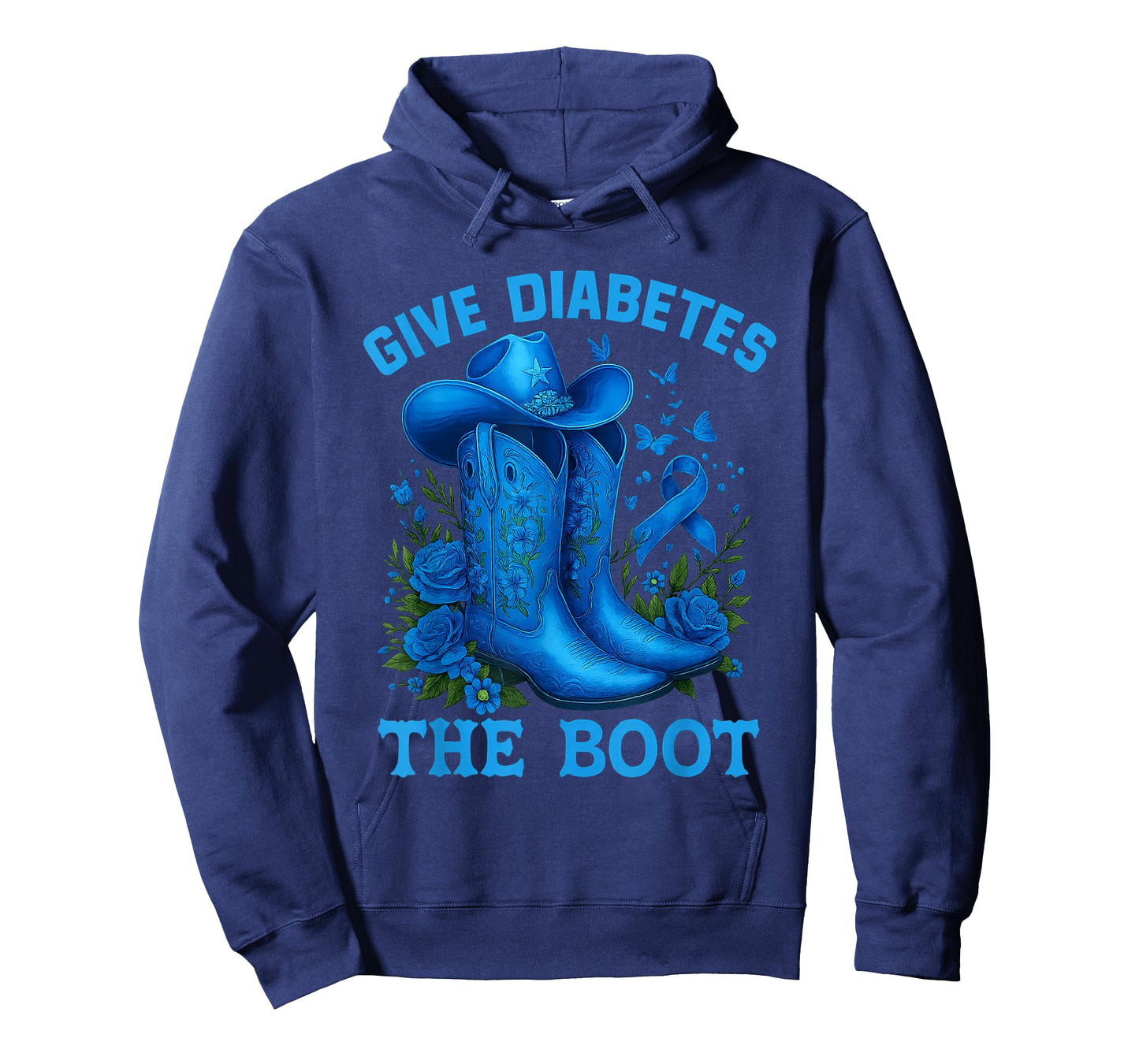 Give Type 1 Diabetes The Boot Cowgirl T1d Blue Ribbon T-Shirt