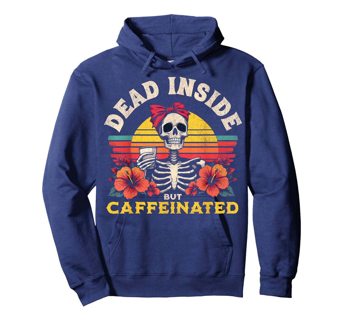 Dead Inside But Caffeinated Skeleton Coffee Lover Vintage T-Shirt