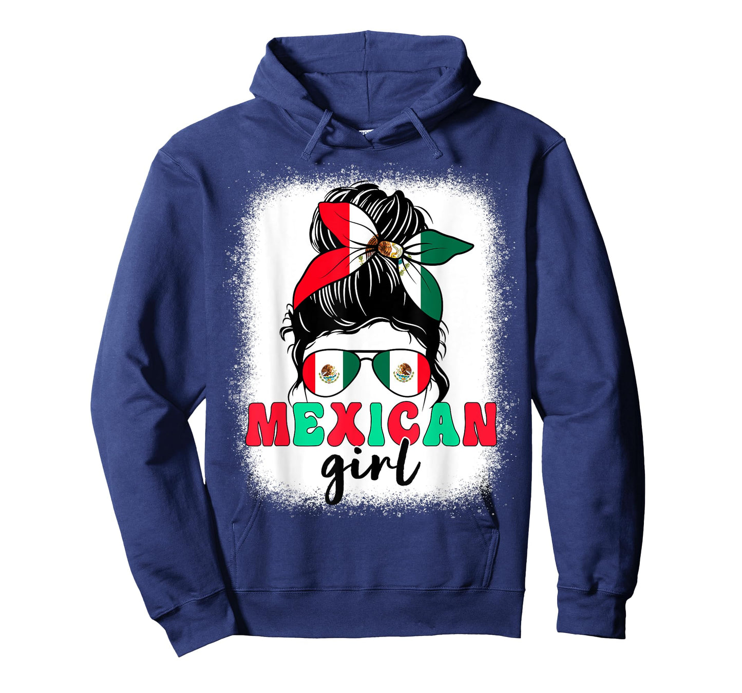 Mexican Girl Messy Bun Mexico Flag Patriotic Women Kids T-Shirt
