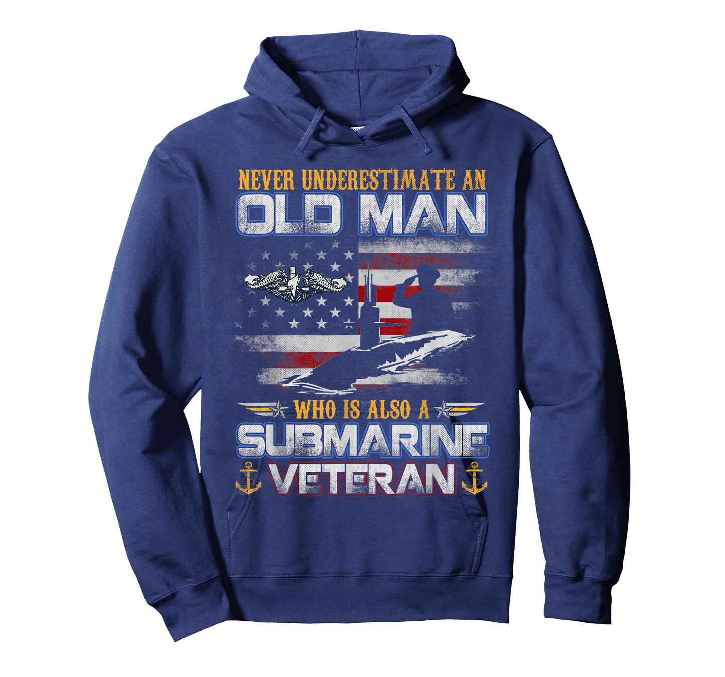 Never Underestimate An Old Man Submarines Veteran Flag Mens T-Shirt