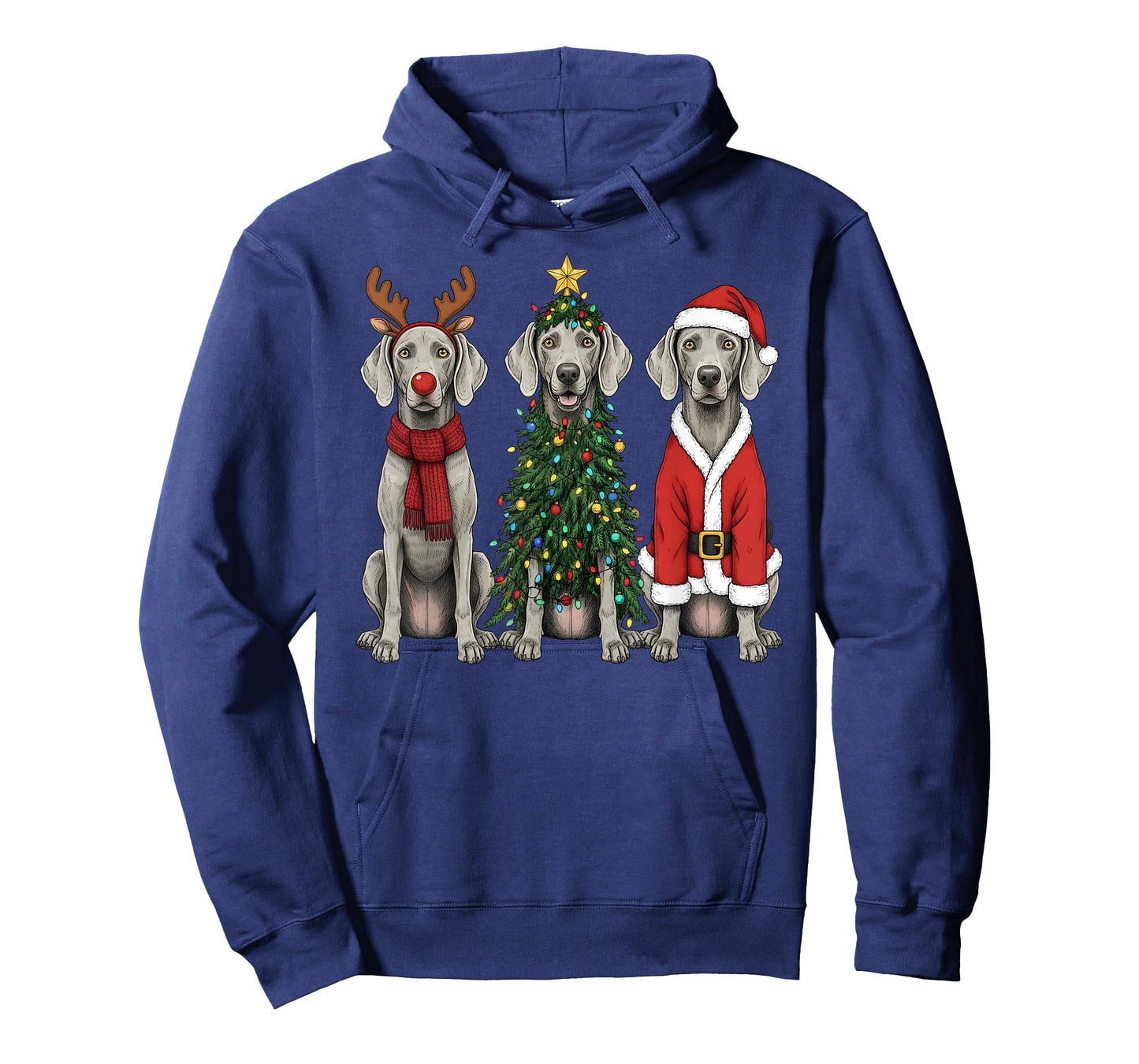 Retro Christmas Weimaraner Santa Reindeer Dog Lover T-Shirt