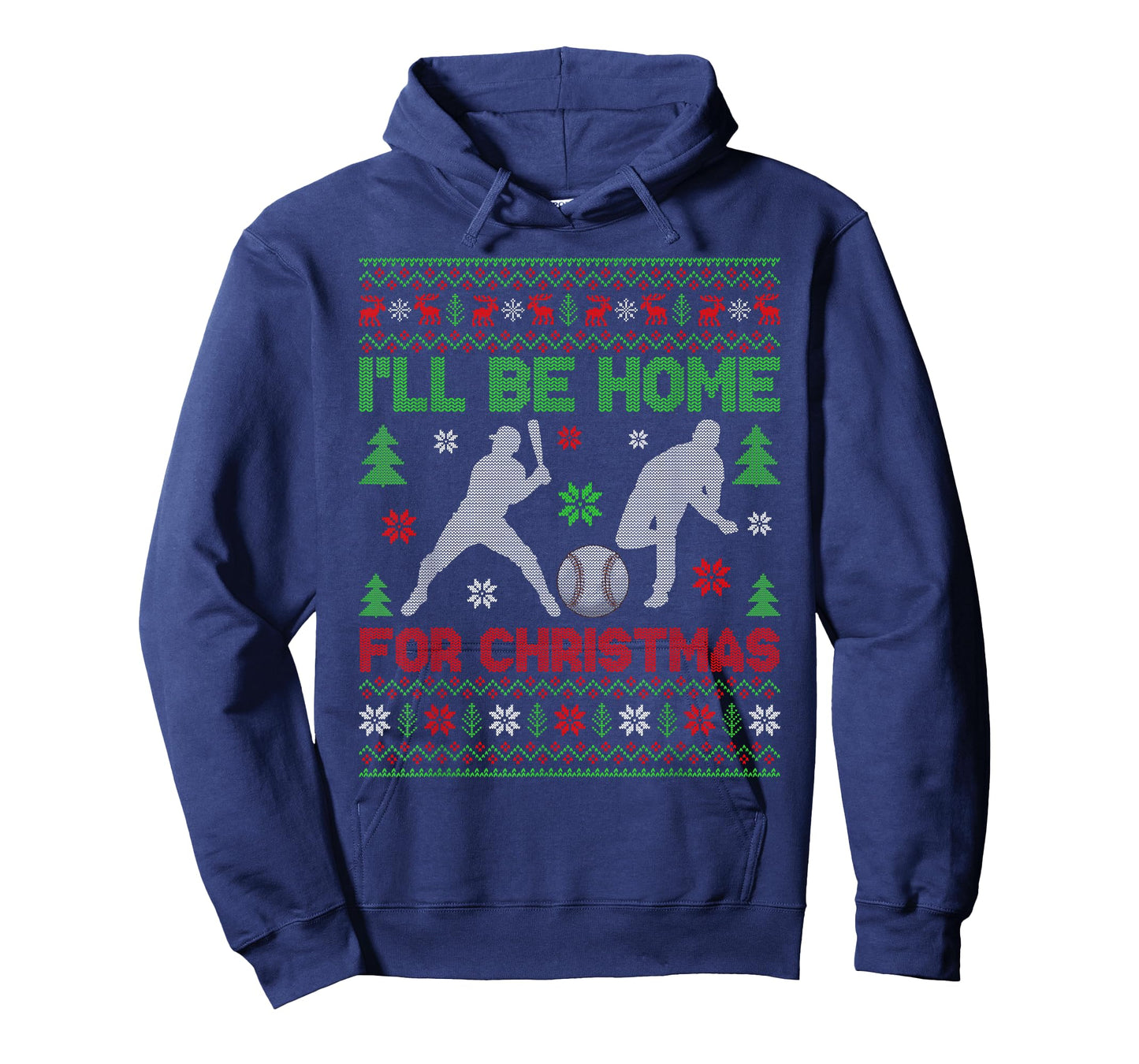 I'll Be Home for Christmas Baseball Funny Ugly Xmas PJs Men T-Shirt