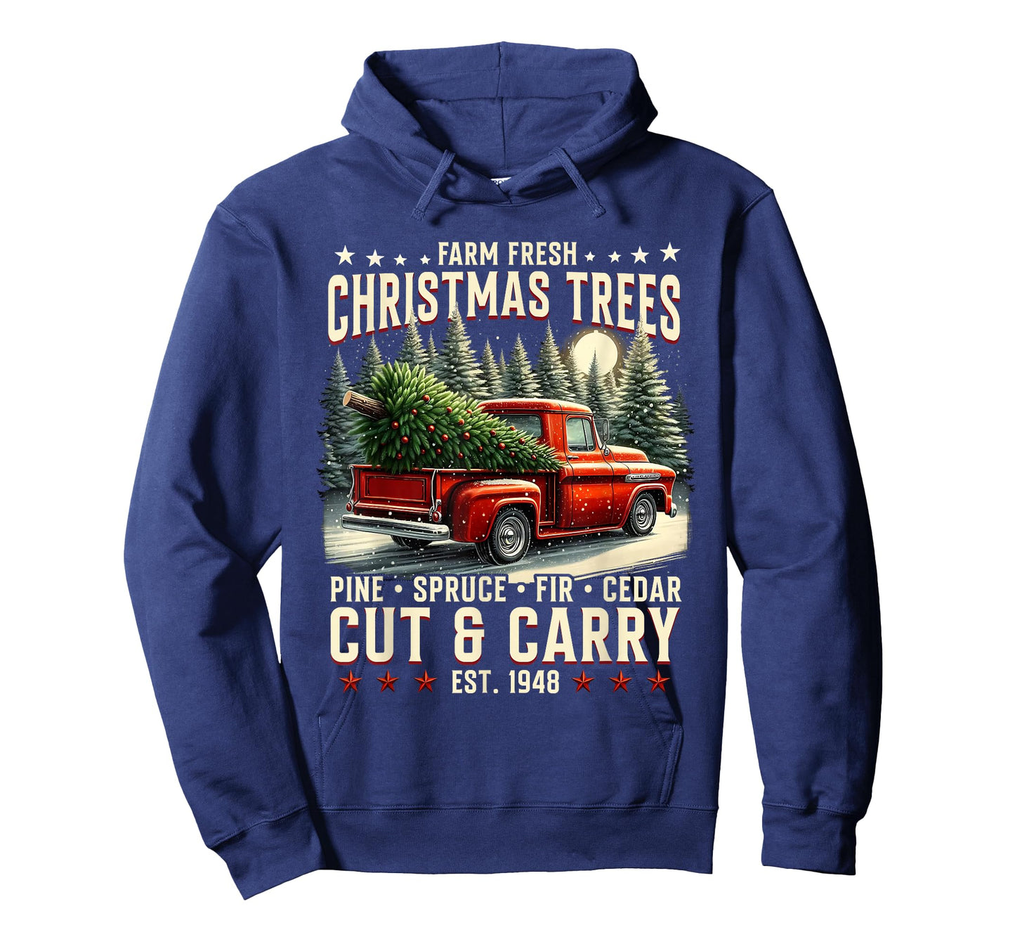 Farm Fresh Christmas Trees Vintage Red Truck Art T-Shirt