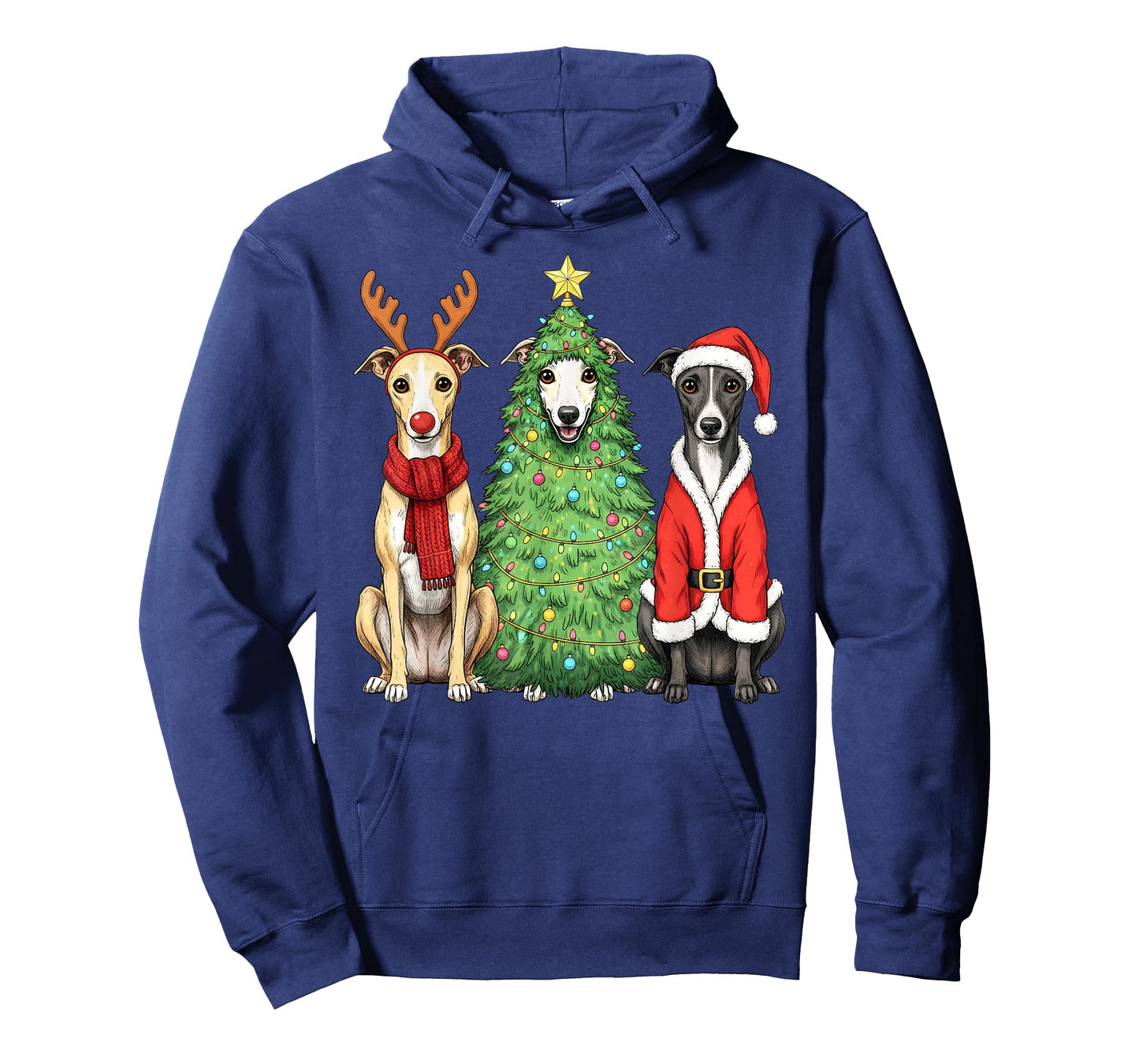 Retro Christmas Whippet Santa Reindeer Dog Lover T-Shirt