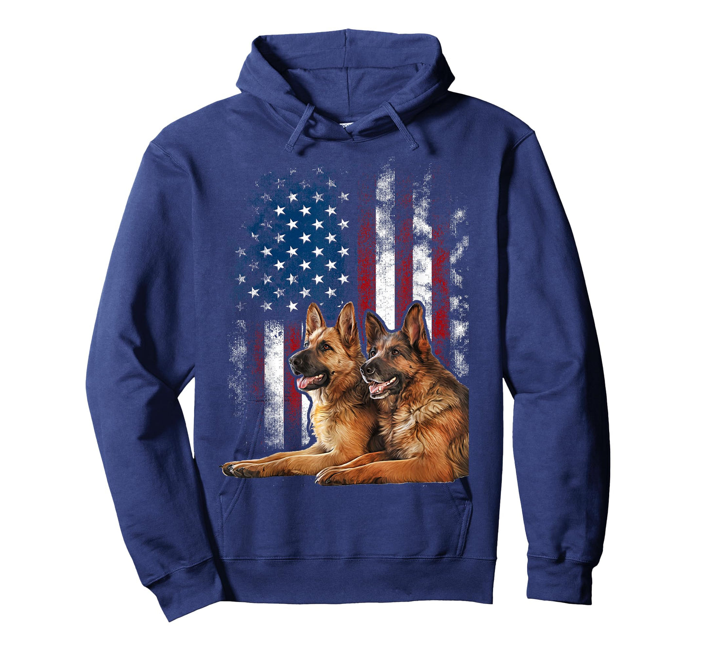 Vintage Patriotic German Shepherd American Flag 4th of July T-Shirt