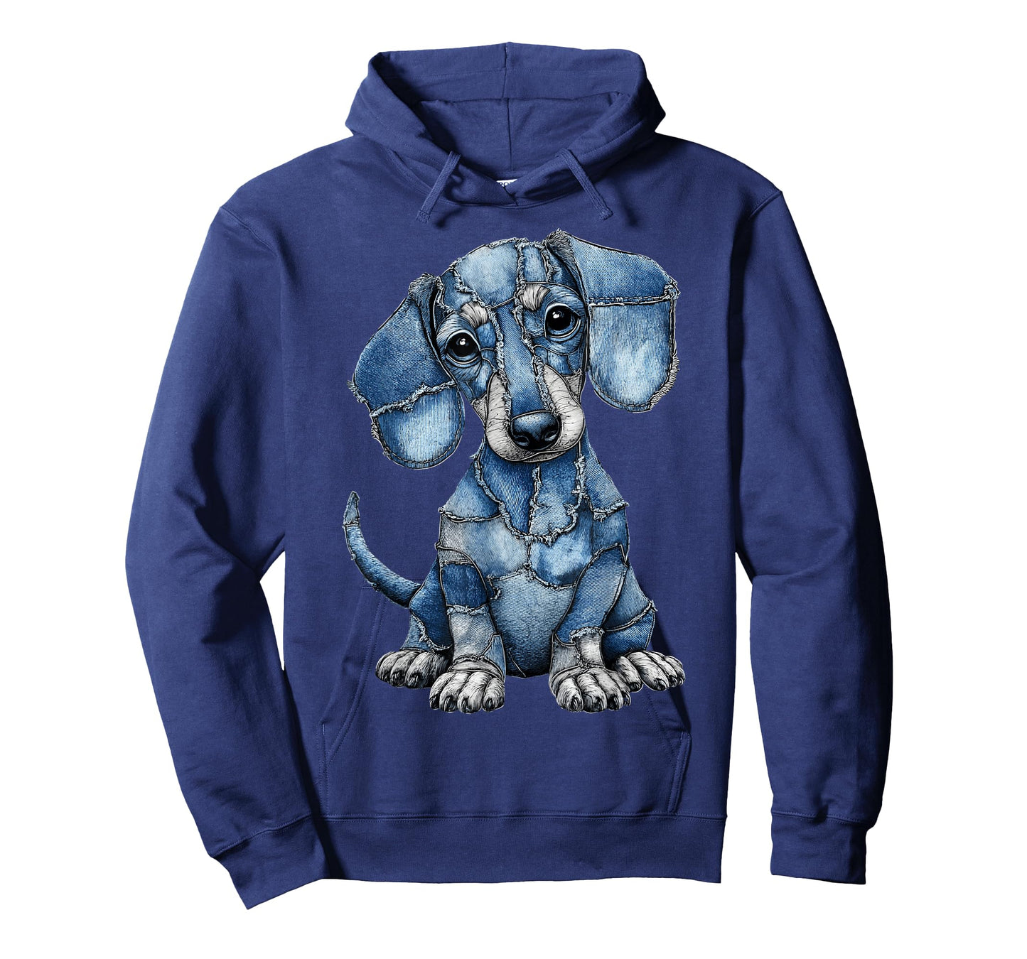Funny Dachshund Dog Blue Denim Patchwork Graphic Animal T-Shirt