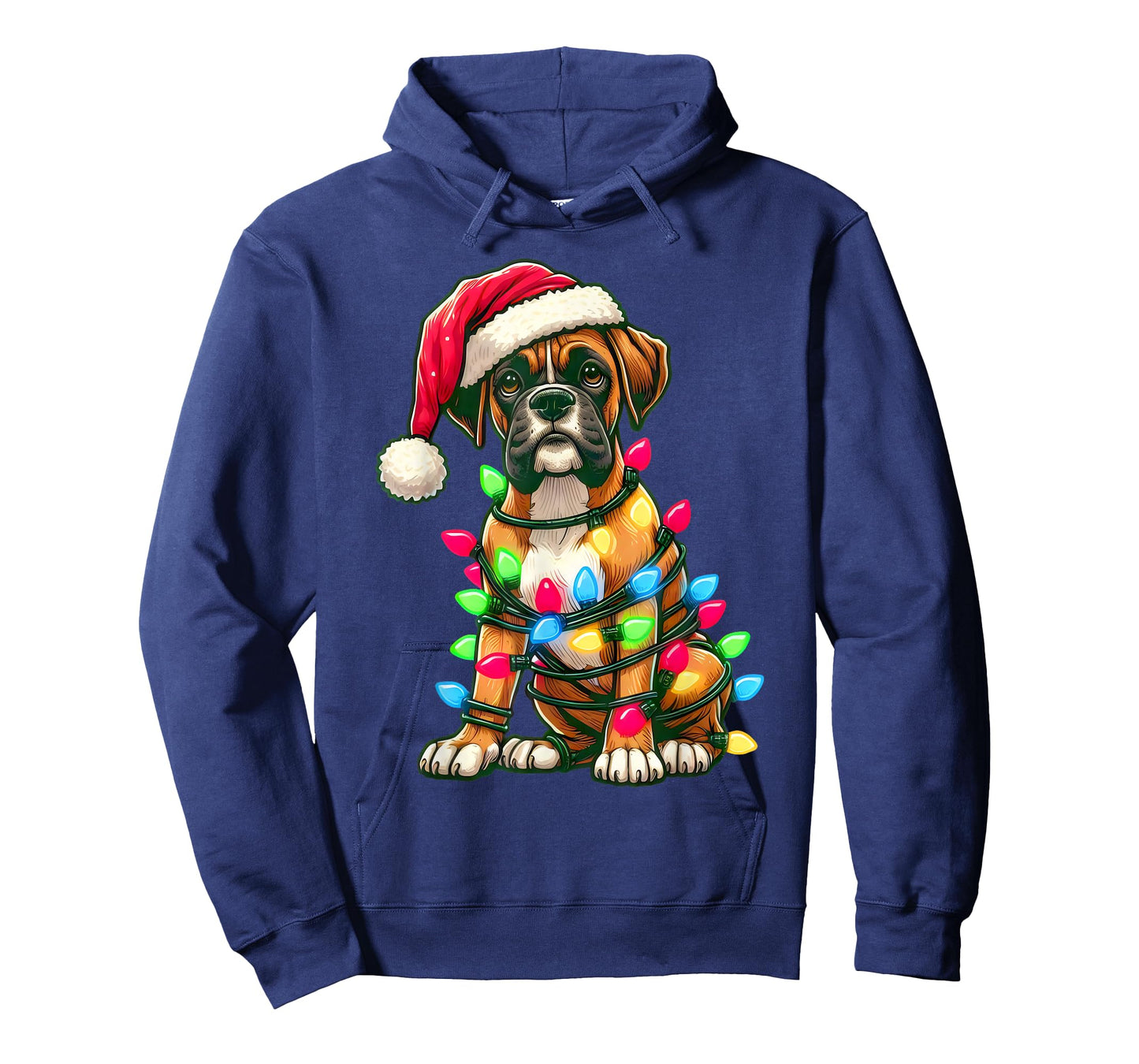 Merry Christmas Boxer Santa Christmas Lights Dog Xmas Tree T-Shirt