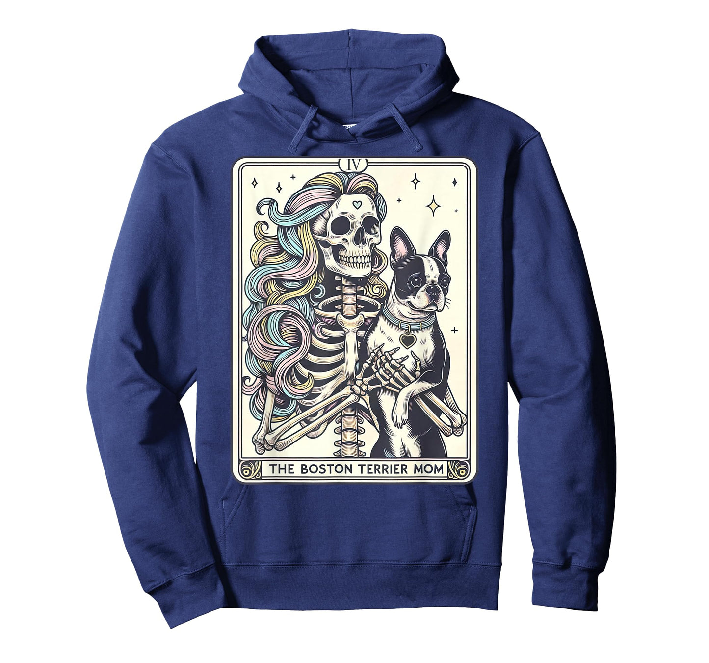Retro Boston Terrier Mom Tarot Card Funny Skeleton Dog Mama T-Shirt