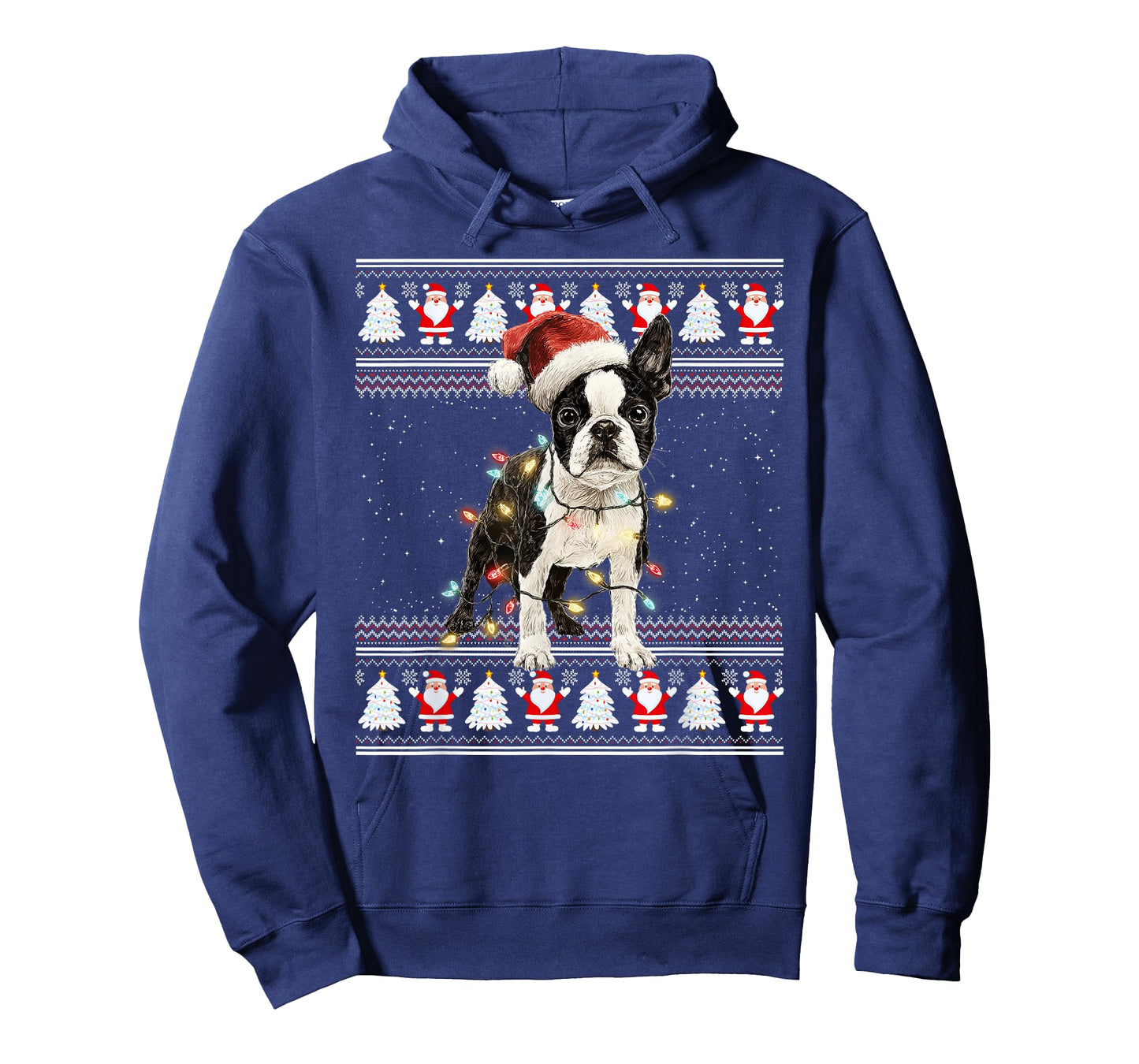 Boston Terrier Ugly Christmas Sweaters Funny Dog Lights Xmas T-Shirt