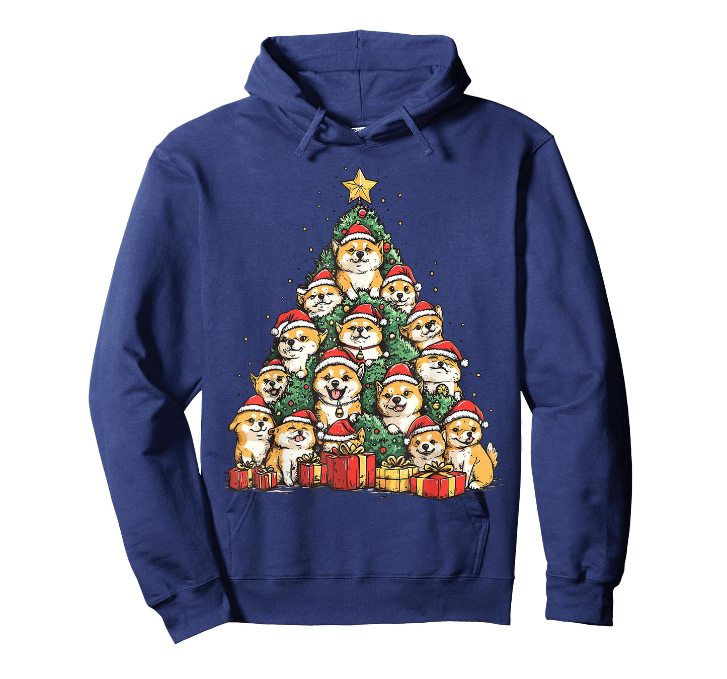 Shiba Inu Santa Christmas Tree Funny Xmas Dog Lover Pajama T-Shirt