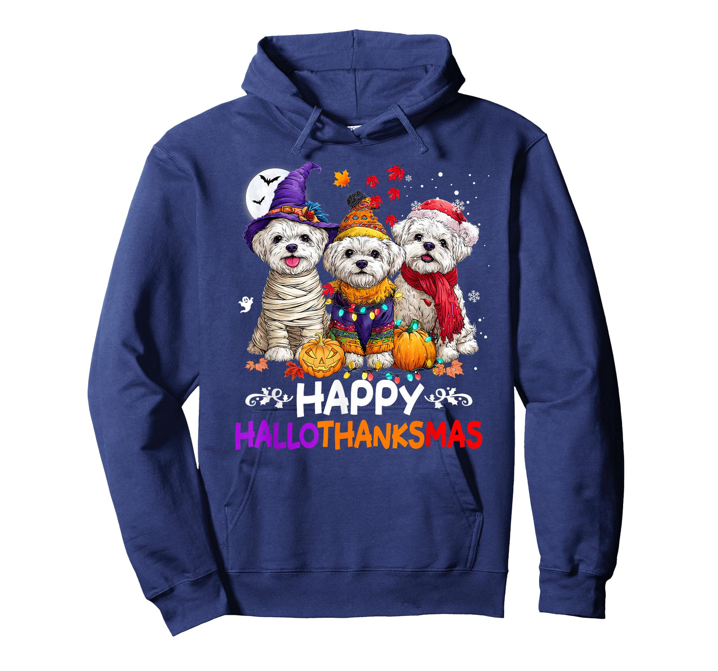 Cute Maltese Dog Hallothanksmas Halloween Thanksgiving Xmas T-Shirt