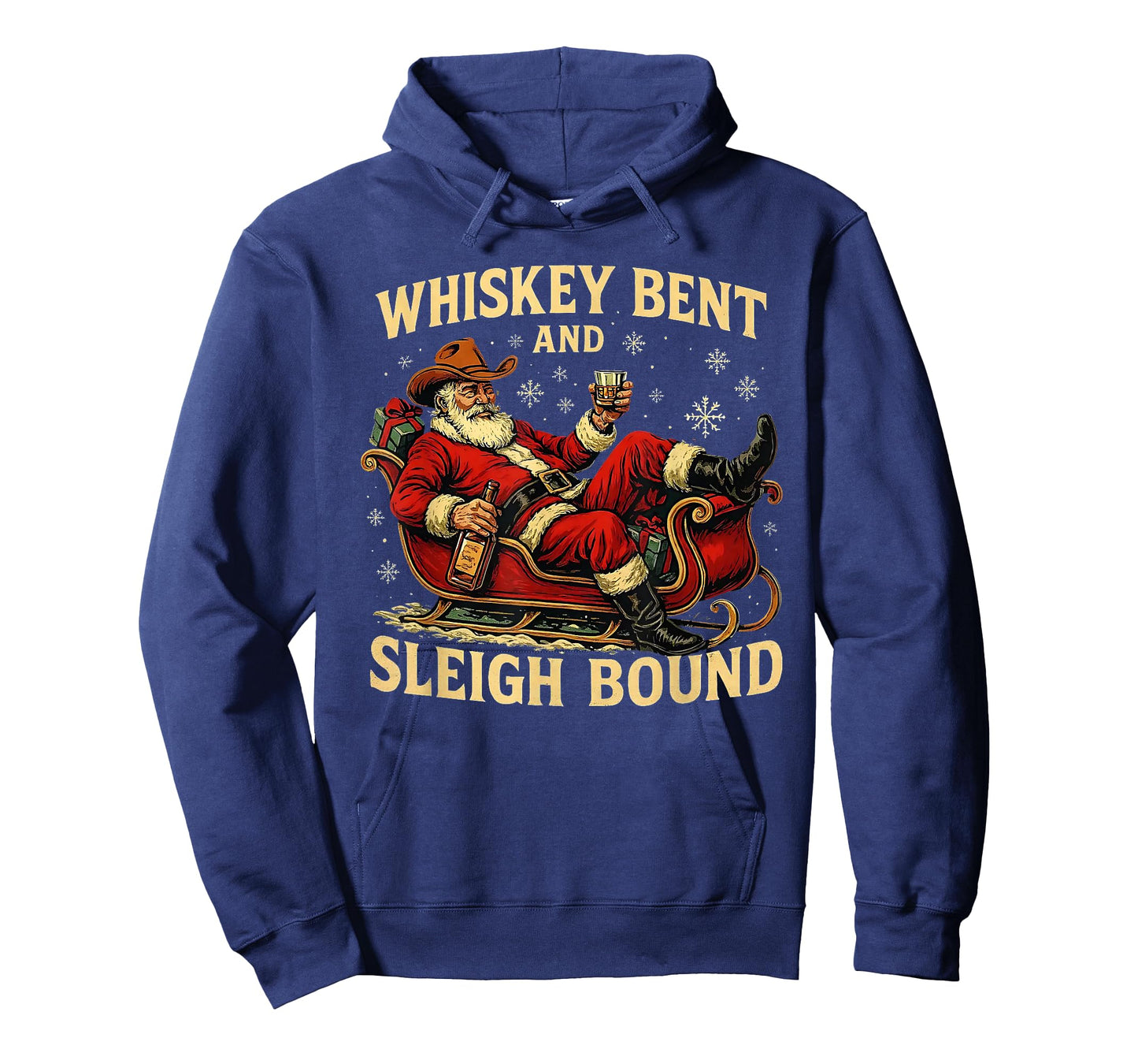 Whiskey Sleigh Bound Cowboy Santa Christmas T-Shirt