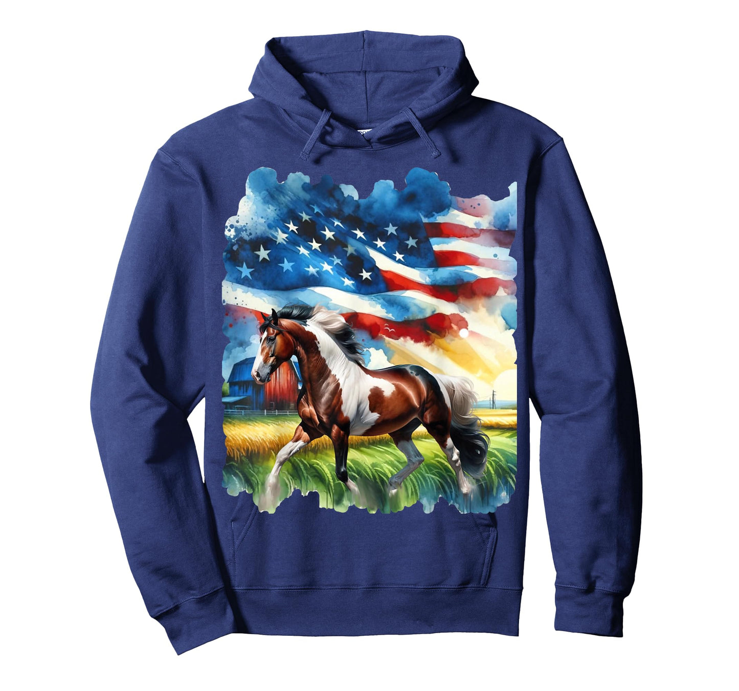 Patriotic Country Paint Horse with American Flag T-Shirt