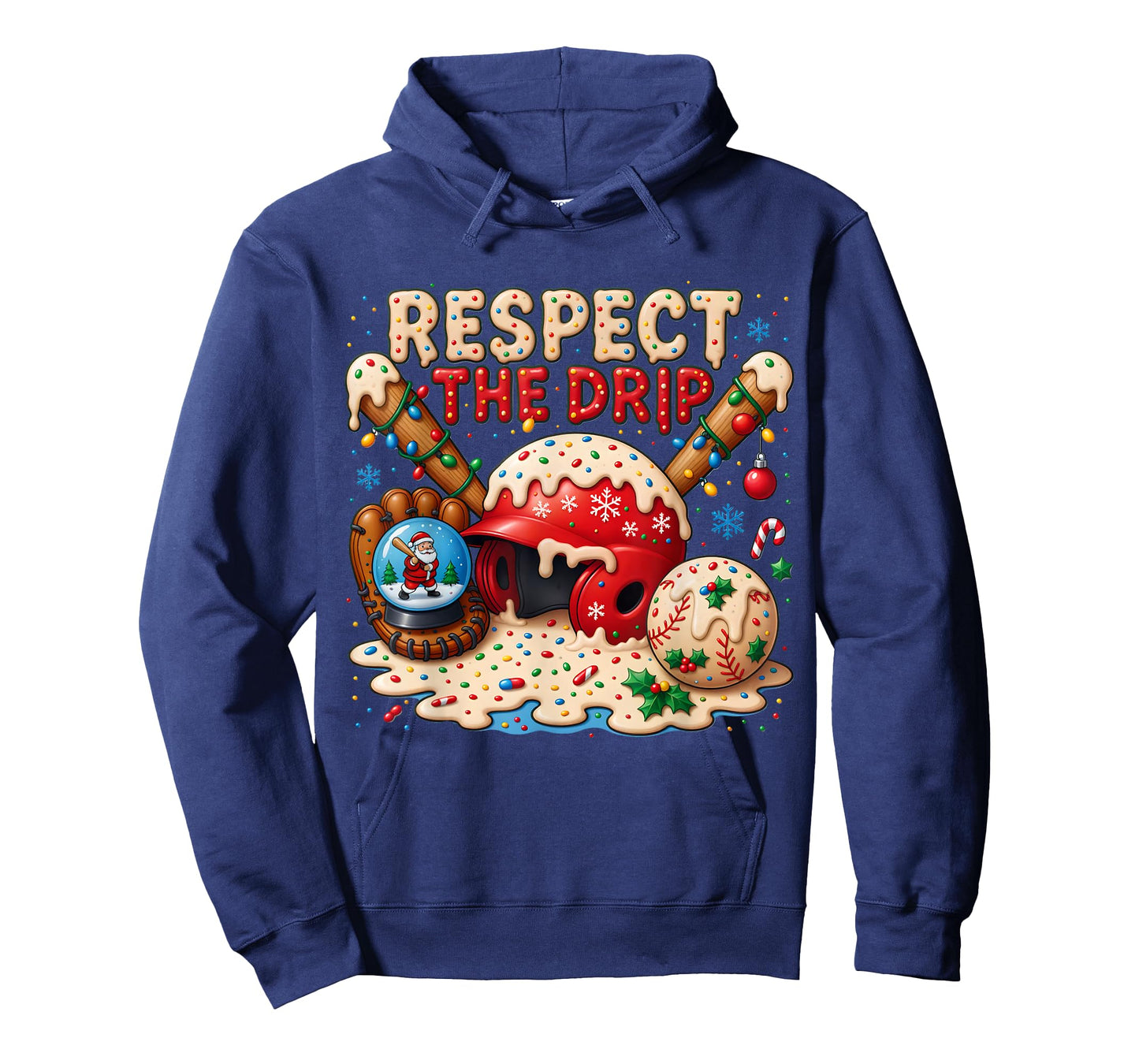 Christmas Baseball Respect The Drip Home Plate Ice Cream T-Shirt