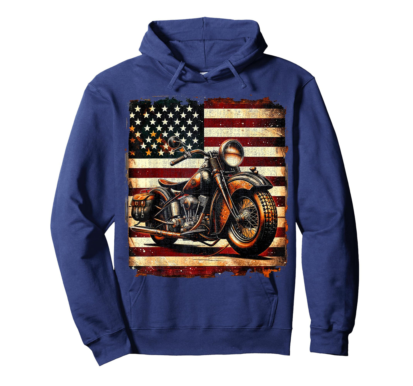 Motorcycle USA Flag Retro Biker Vintage Distressed T-Shirt