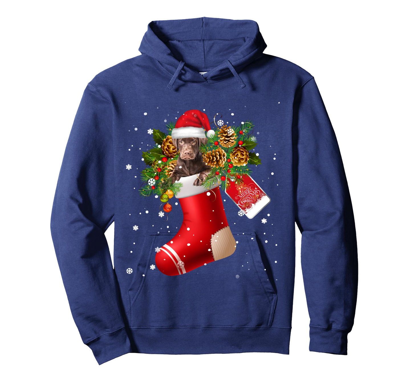 Santa Chocolate Labrador In Christmas Sock Pajama Long Sleeve T-Shirt