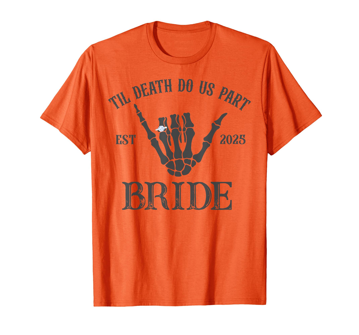 Groom Bride Skeleton Gothic Halloween Engagement Wedding T-Shirt