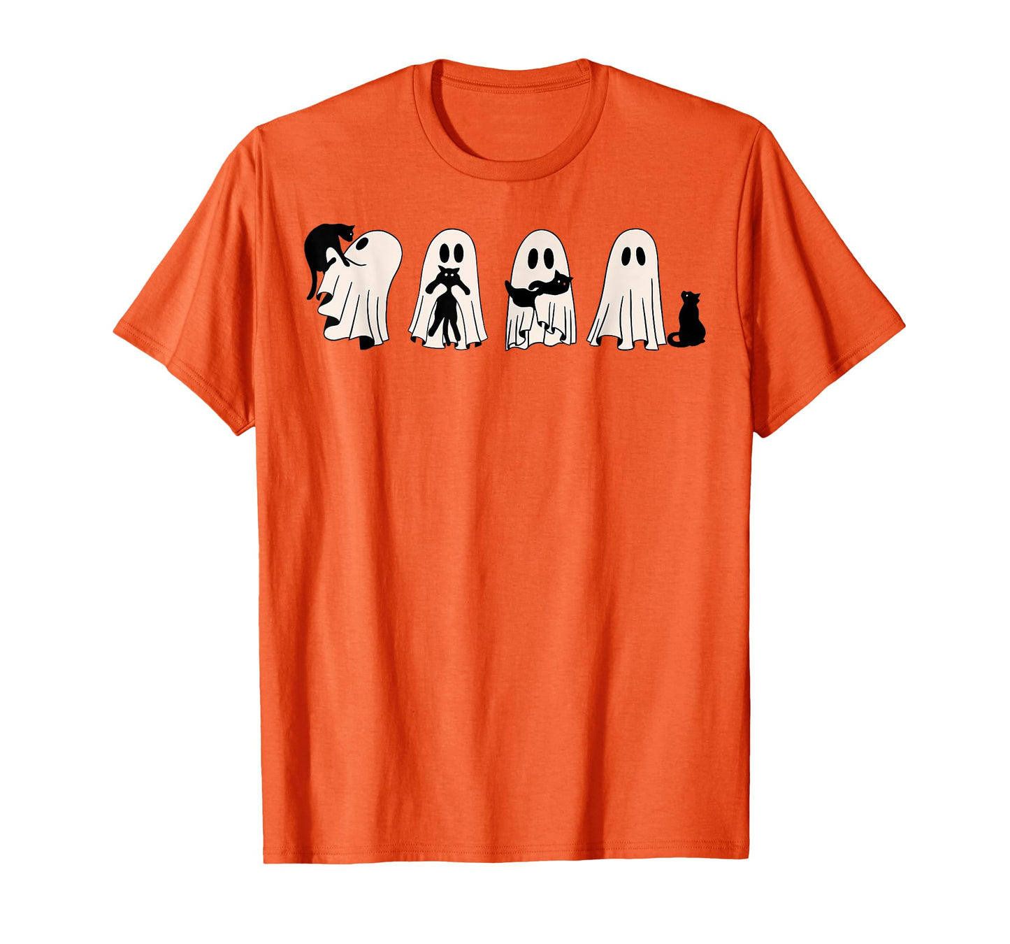 Ghost And Black Cat, Cute Ghost Holding Cat Men Women Girls Kids T-Shirt