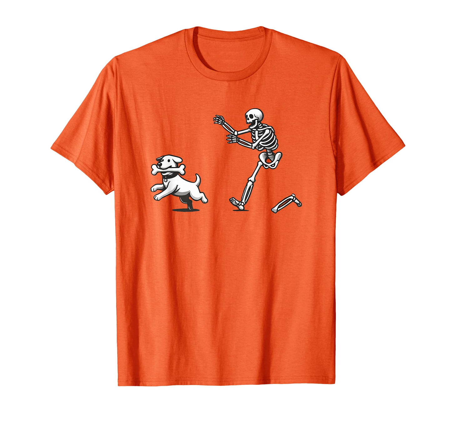 Halloween Dog, Funny Skeleton, Skeleton Chasing Dog T-Shirt for Men Women