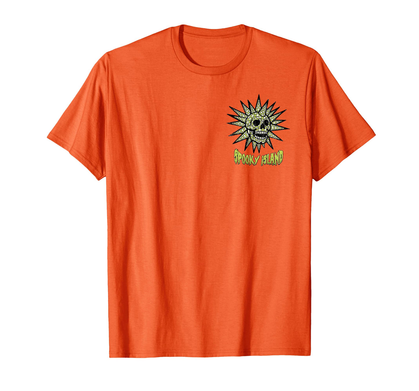 (2 sided) Spooky Island Retro Skull 90s Halloween Summerween T-Shirt