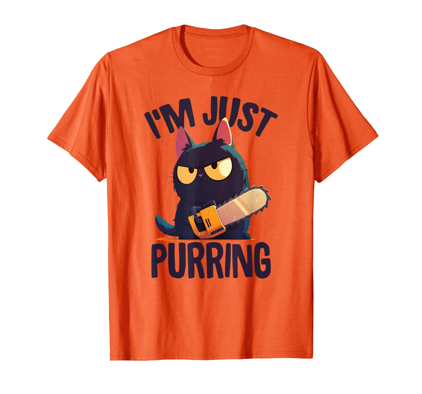 Funny Halloween Cat With Chainsaw, Murderous Black Cat T-Shirt