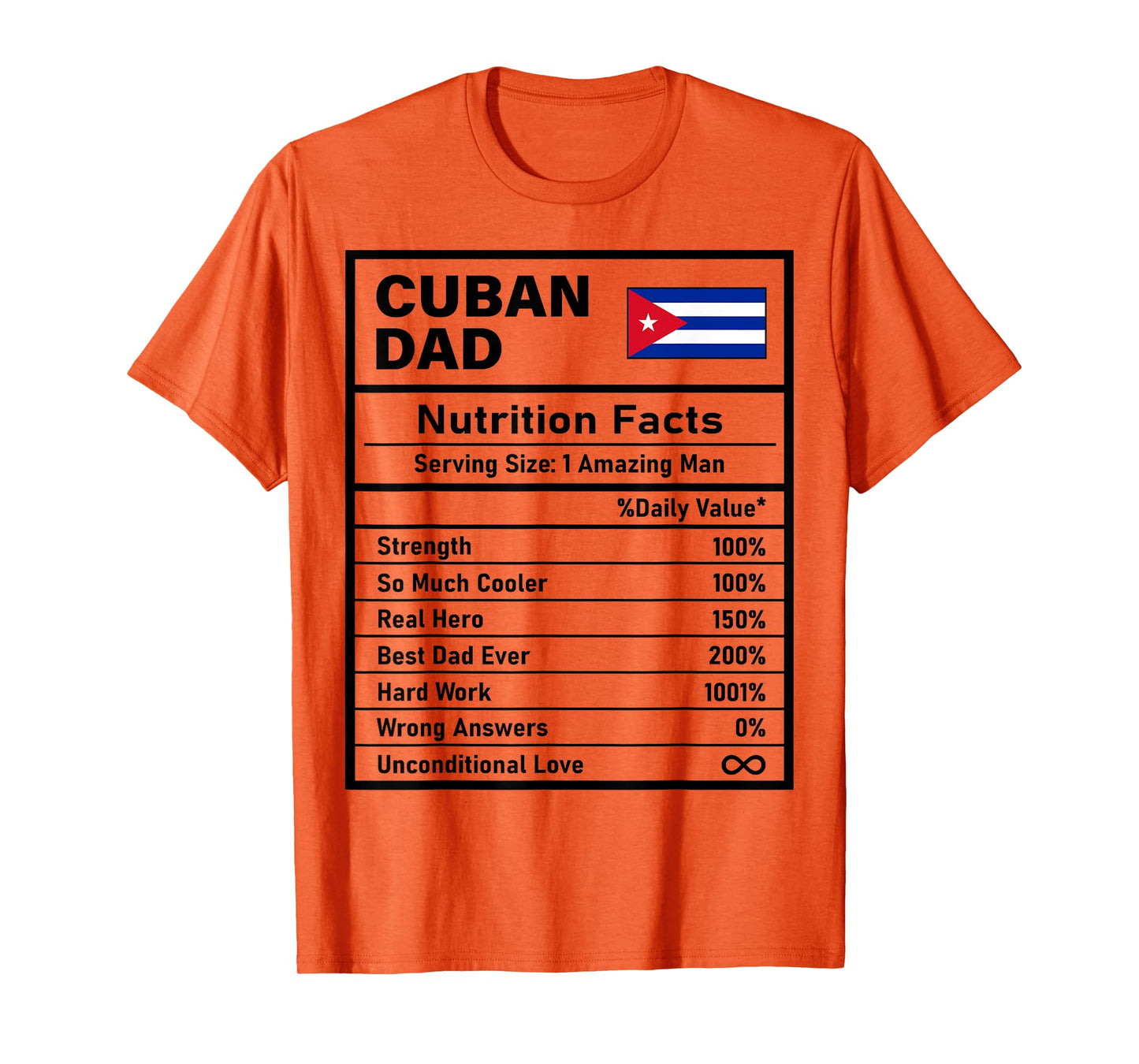 Cuban Dad Nutrition Facts Father's Day National Heritage T-Shirt