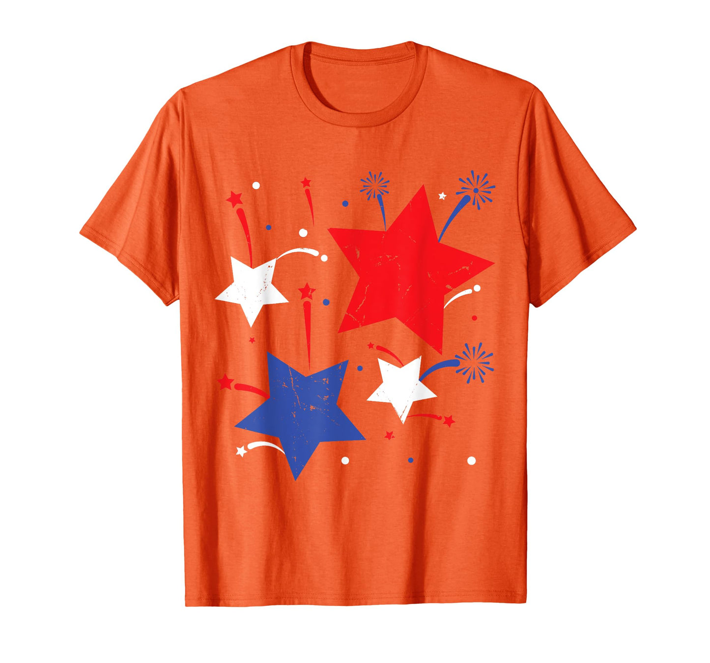 July 4th Red White Blue Stars With Firework Vintage American T-Shirt