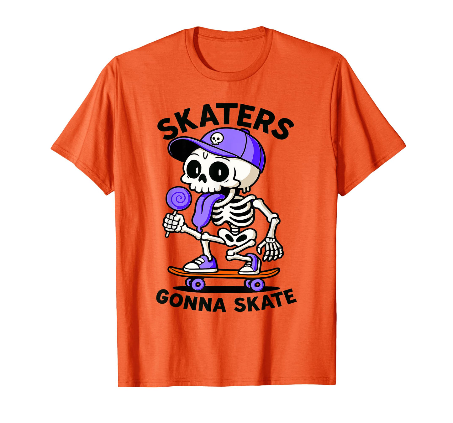 Skaters Gonna Skate, Skateboarding Skeleton Lolli Skateboard T-Shirt
