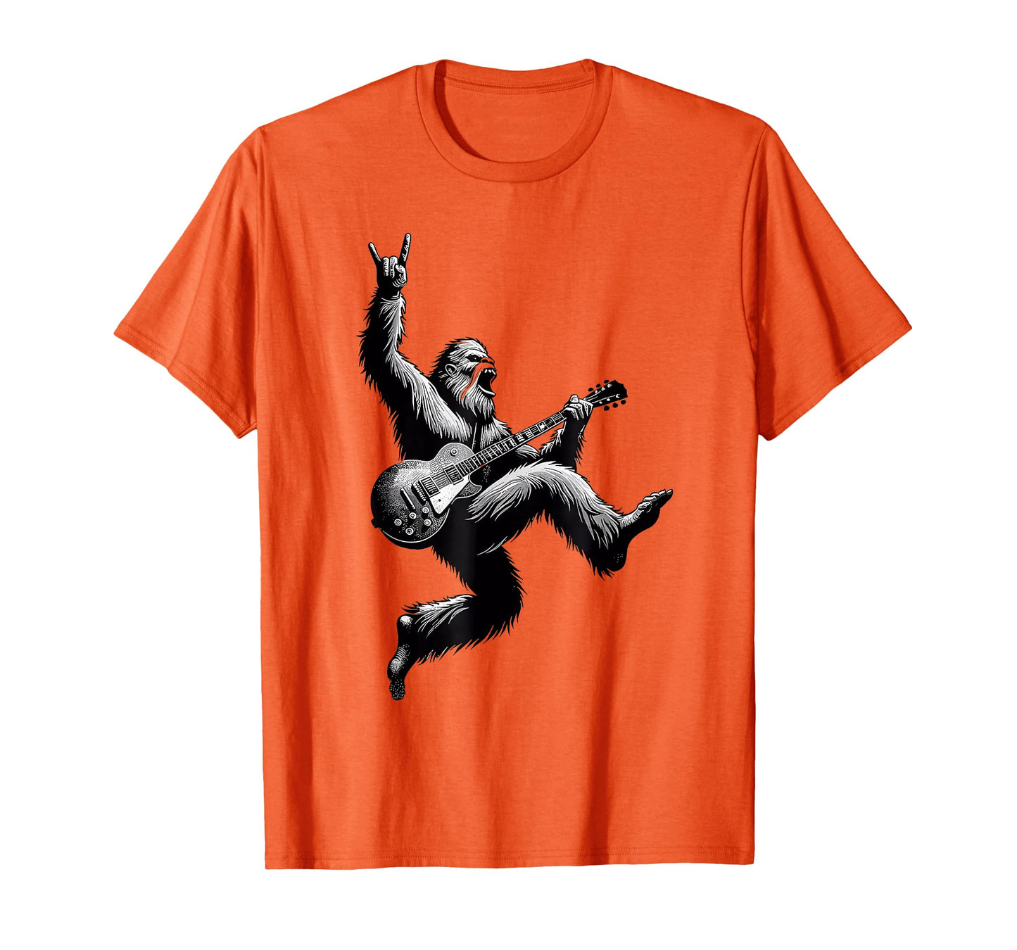 Bigfoot Playing A Electric Guitar Rock On Sasquatch Big Foot T-Shirt