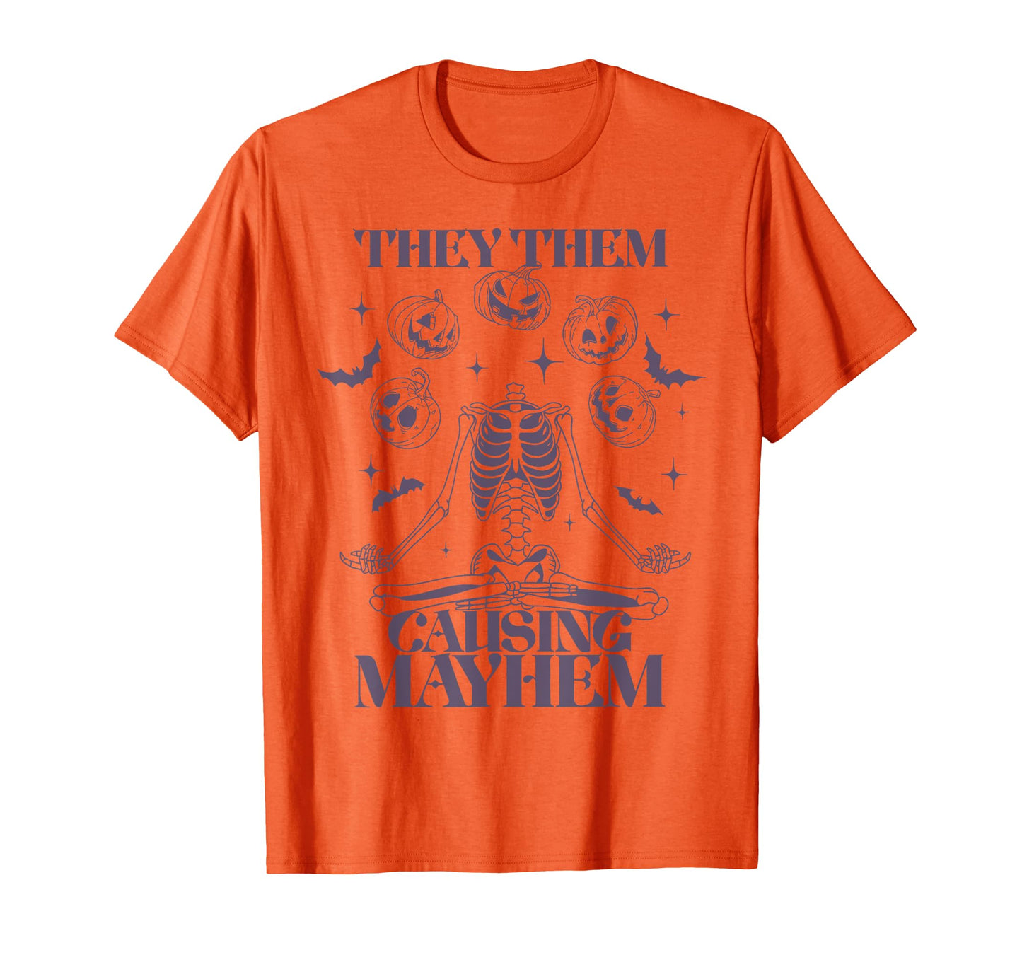 They Them Causing Mayhem Skeleton Boho Halloween Non Binary T-Shirt
