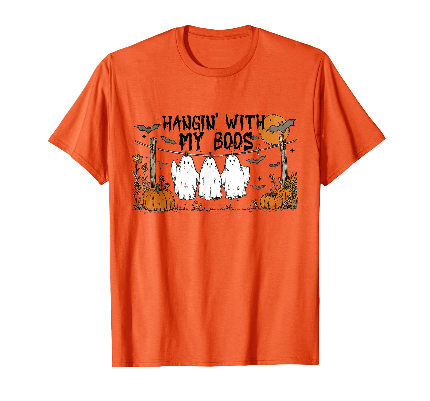 Cute Fall Hangin With My Boos Funny Hanging Ghosts Halloween T-Shirt