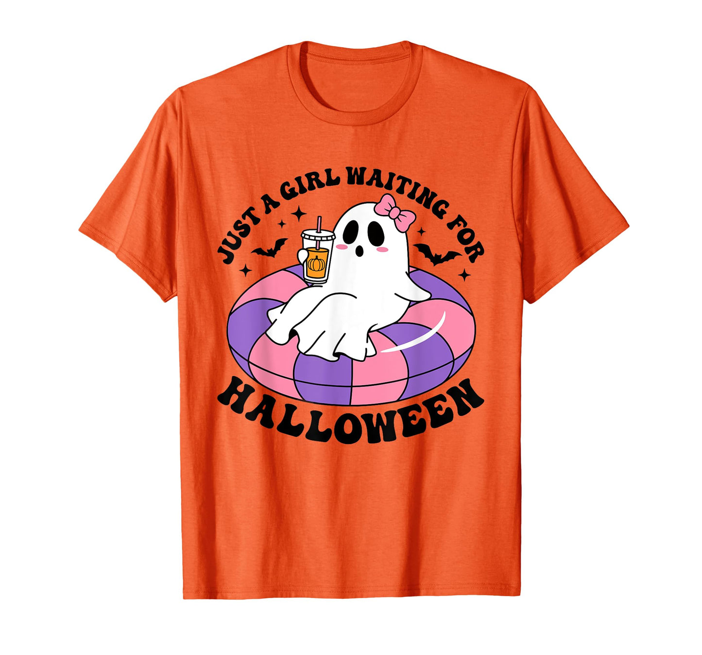 Just A Girl Waiting For Halloween Ghost Spooky Vibe Summer T-Shirt