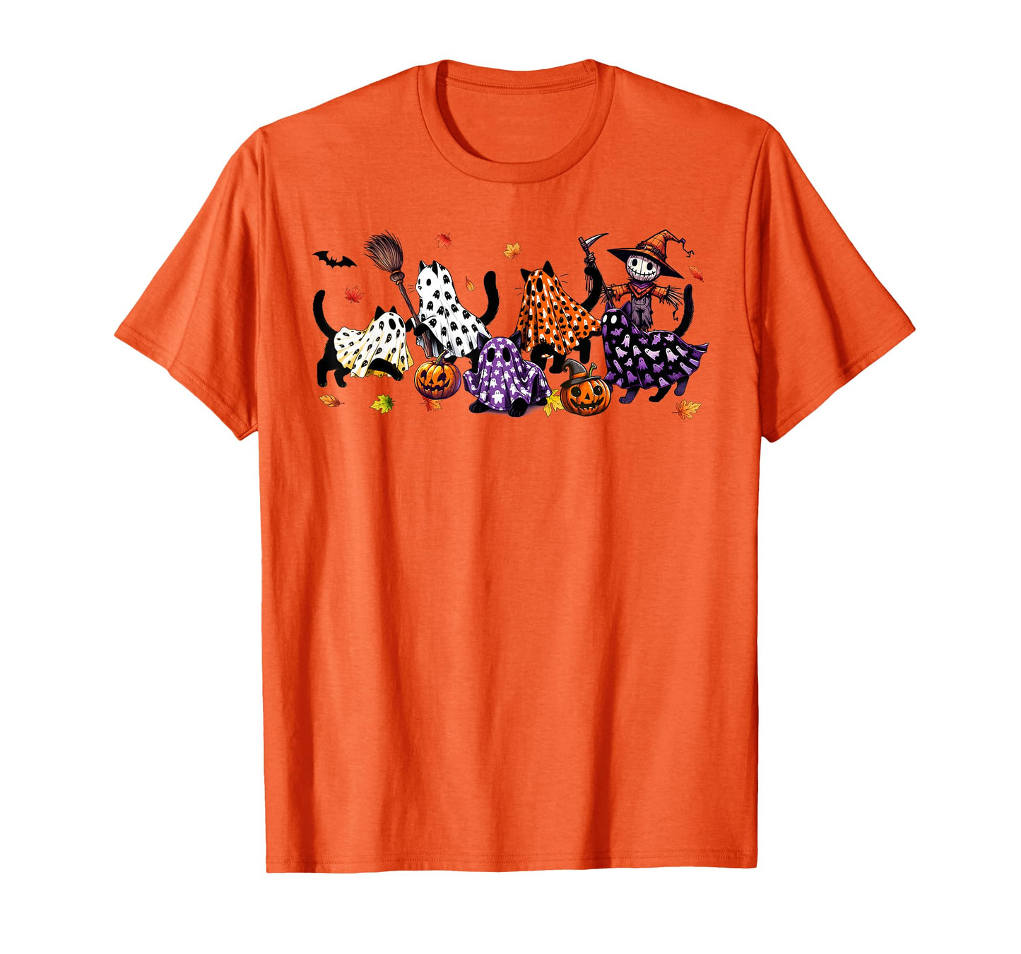 Black Cats in Cute Ghost Cat Halloween T-Shirt for Men Women Kids