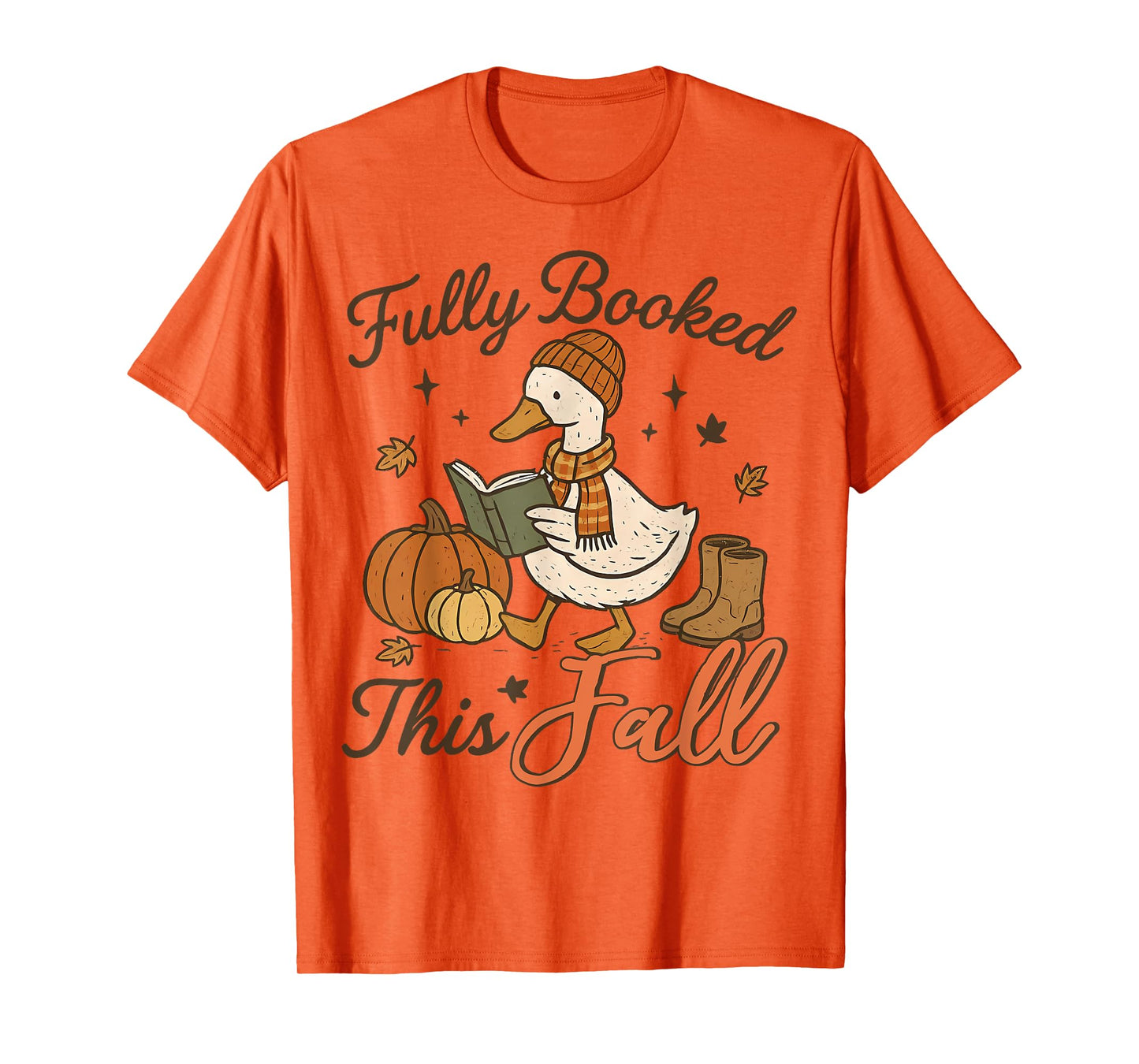 Funny Fully Booked This Fall Cute Goose Autumn Reading Women T-Shirt