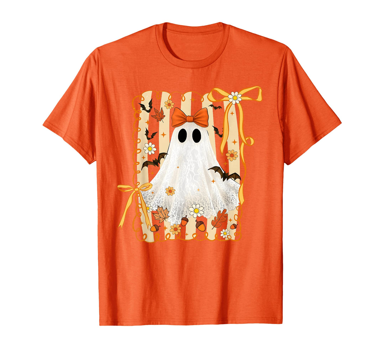 Coquette Bow Ghost Halloween Spooky Lace Ghost Girl Women T-Shirt