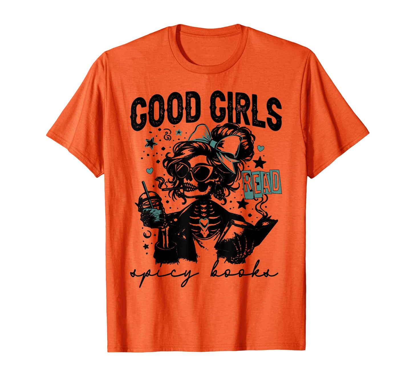 Good Girls Read Spicy Skeleton Book Club T-Shirt