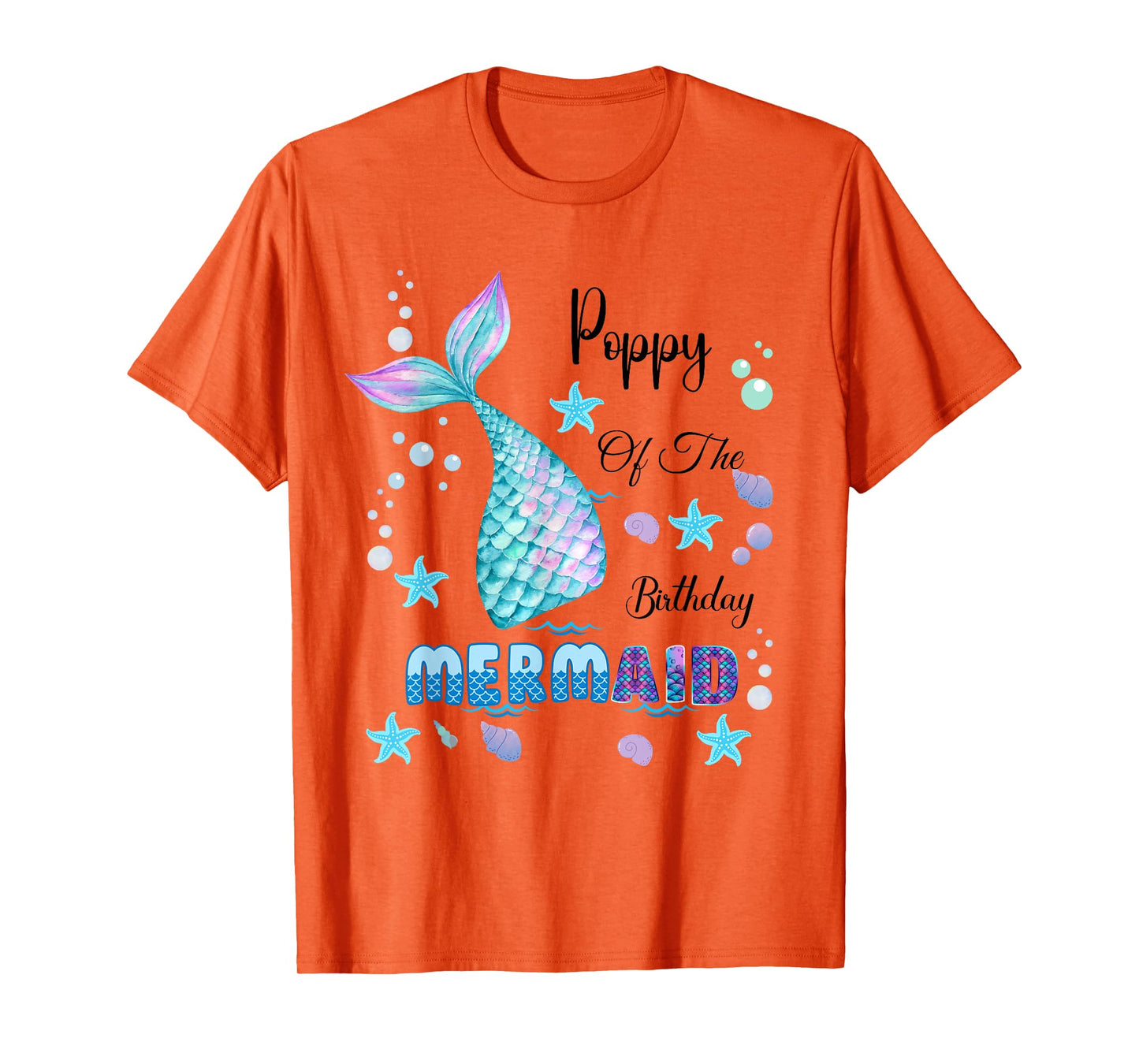Poppy Of The Birthday Mermaid Bday Party Mermaid Kids T-Shirt
