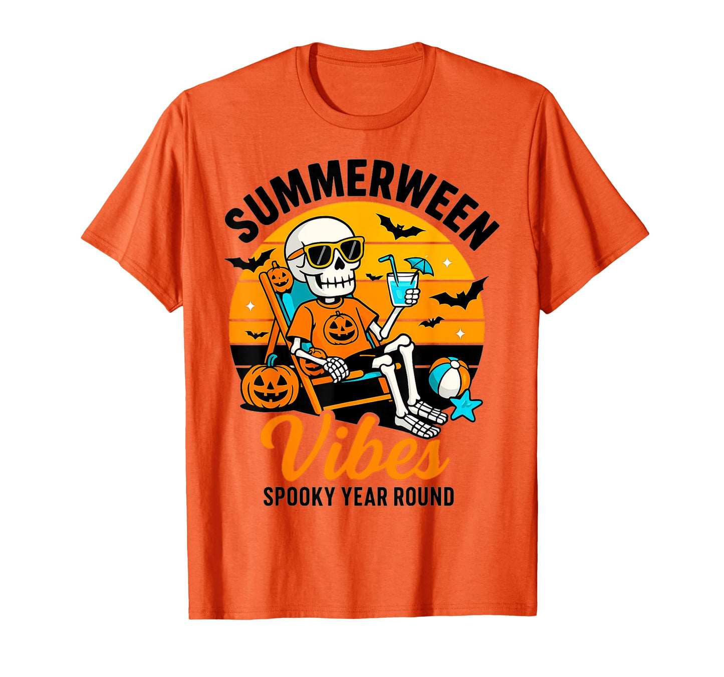 Halloween Summer Ween Vibes Spooky Skeleton Float Costume T-Shirt