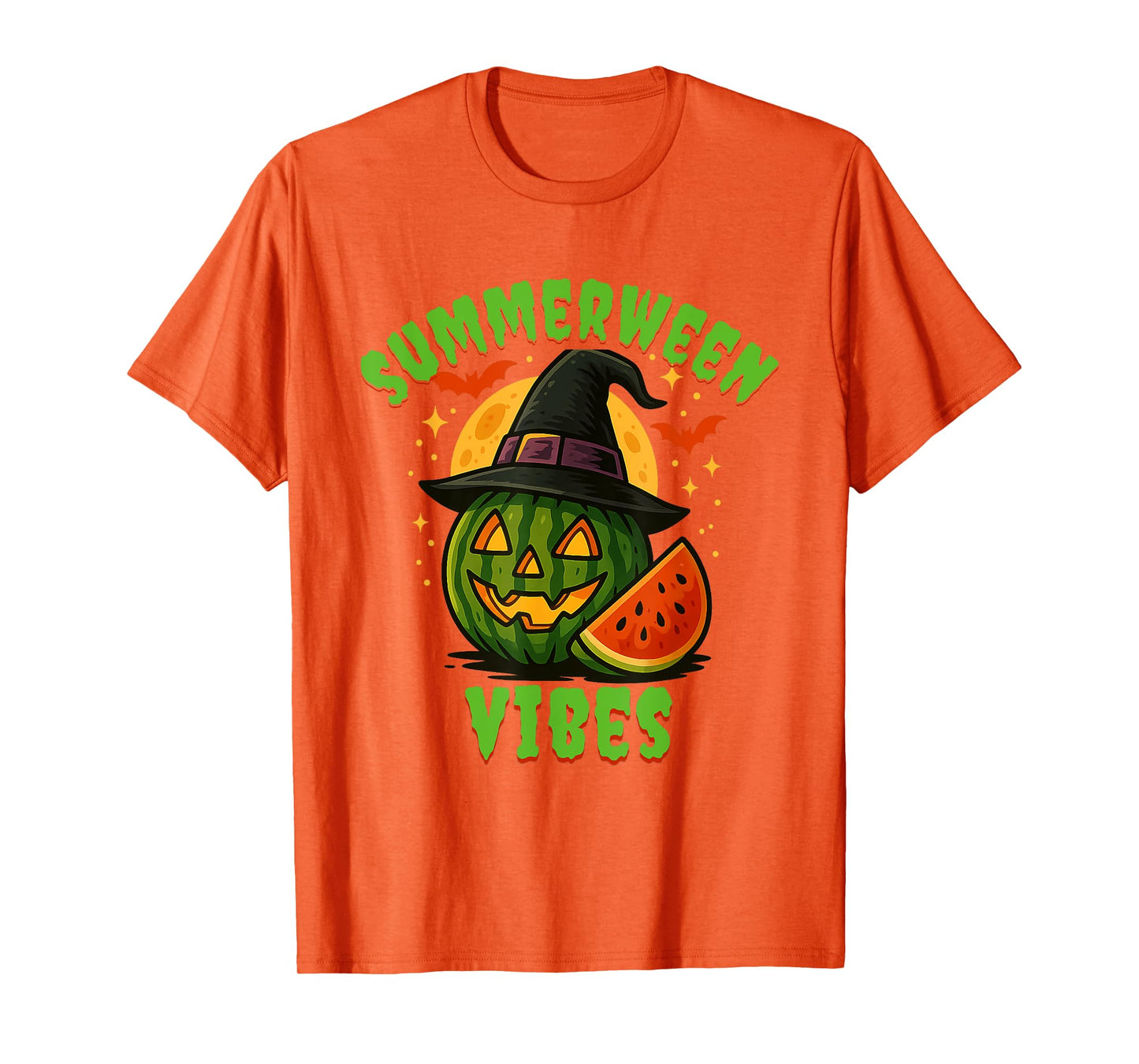 Beach Watermelon Summerween Vibes Witch Halloween in July T-Shirt