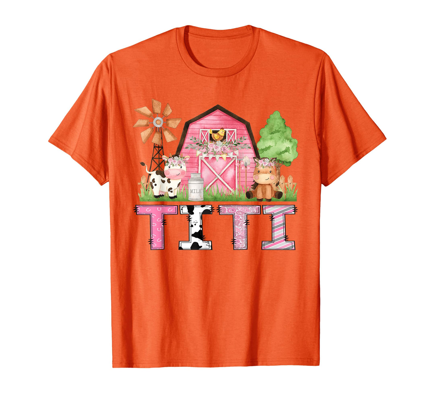 Titi Pink Farm Animal Birthday Kids Matching Family T-Shirt