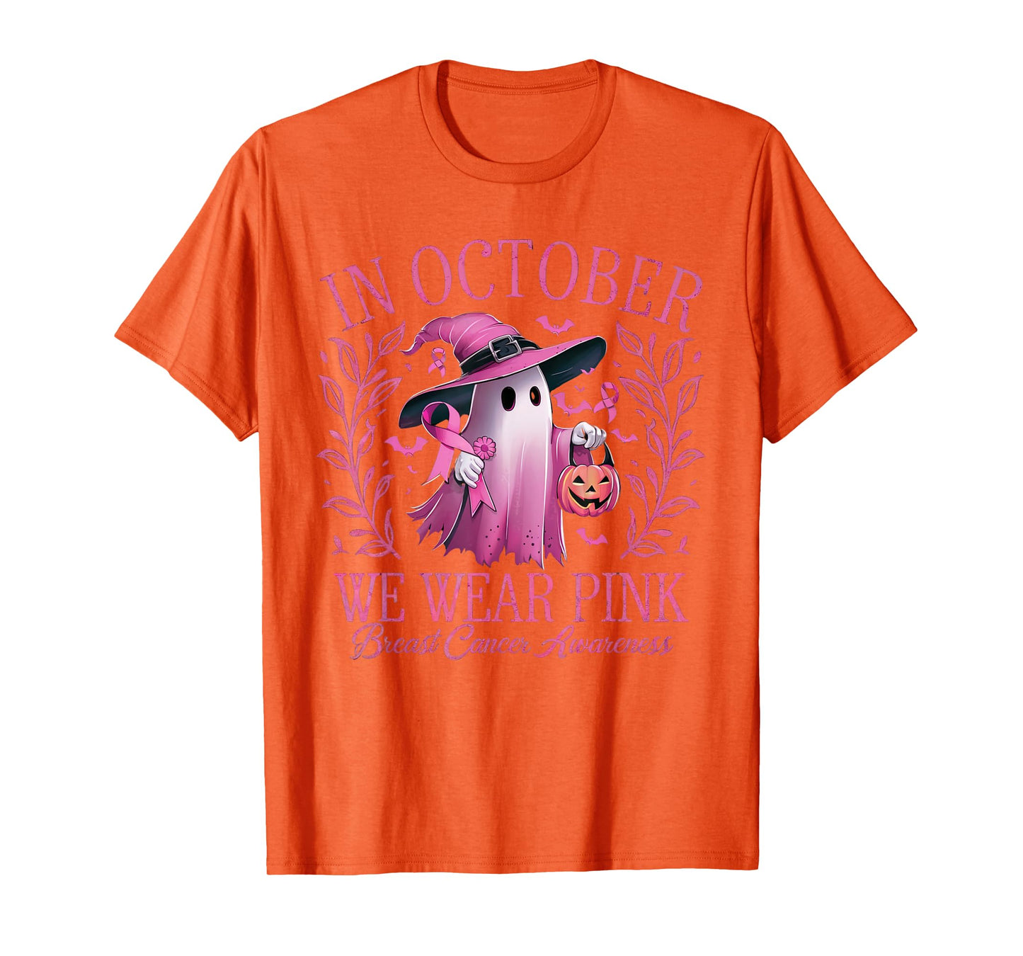 In October We Wear Pink Breast Cancer Awareness Halloween T-Shirt